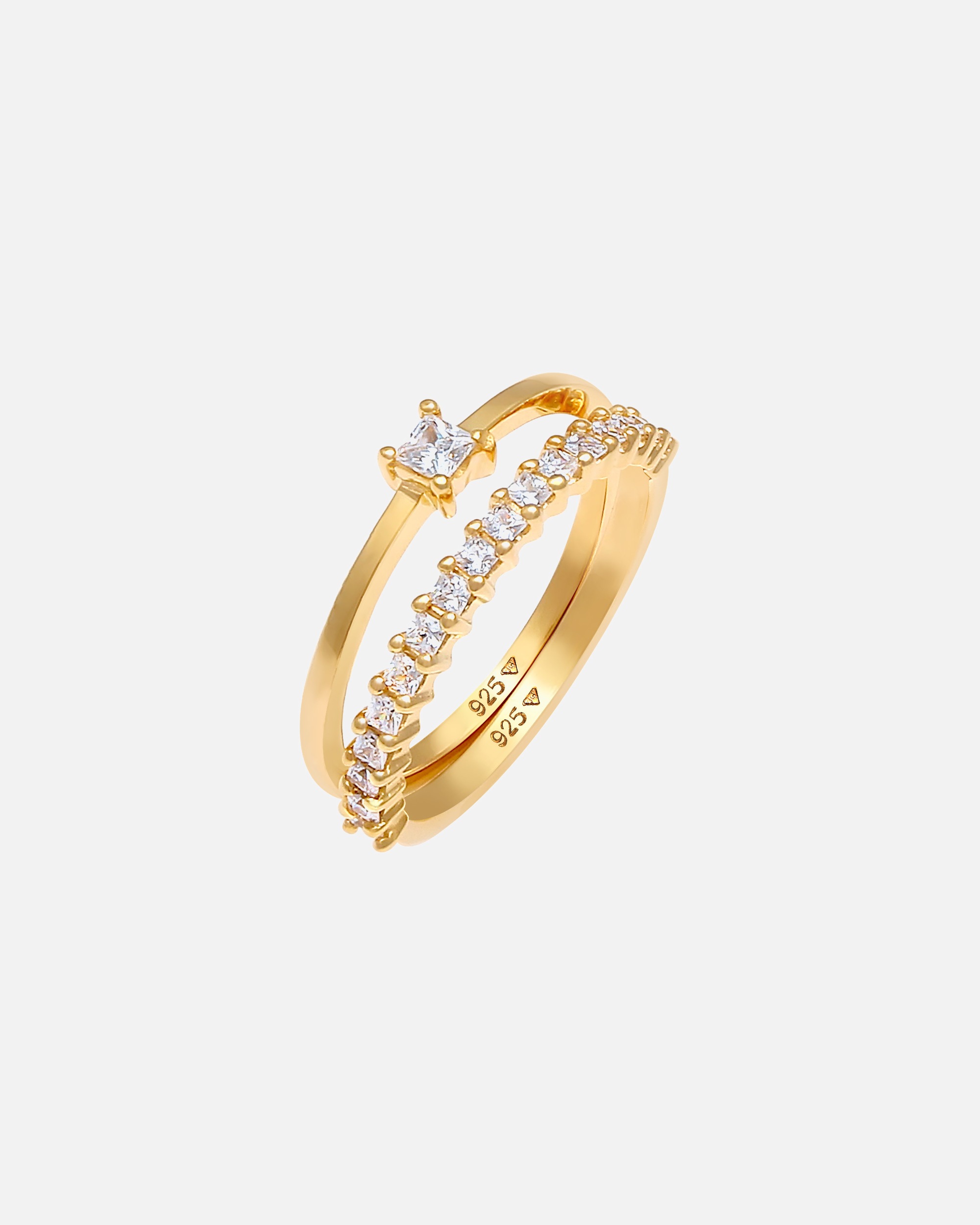 Bague pour Femme Elli Solitär Eternity Zirkonia Verlobung Set 925 Silber 54