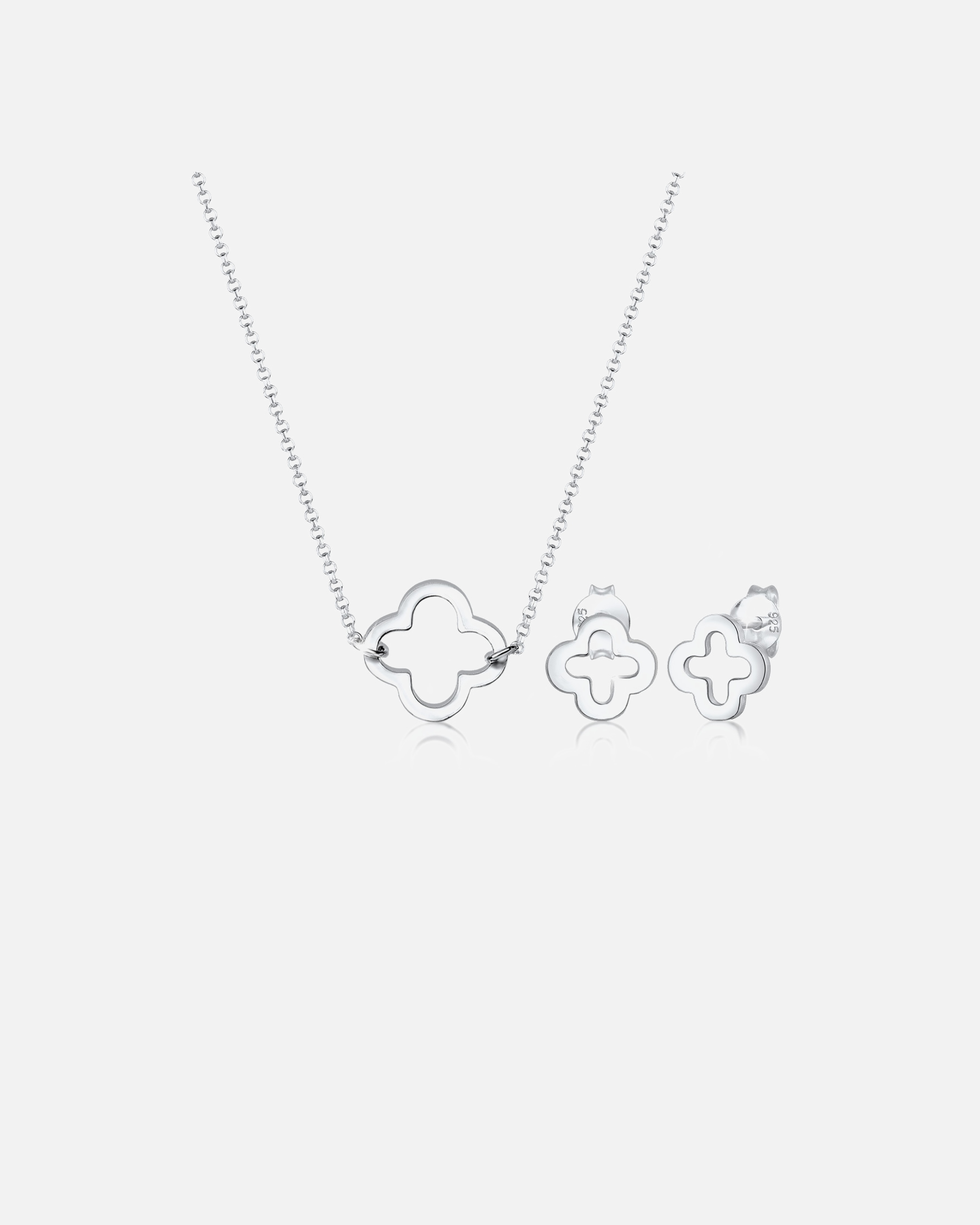 Bijoux pour Femme Elli de Bijoux Lot Trèfle Porte-Bonheur Talisman Collier Clous d'Oreille Femme (925/1000) Argent silberfarben