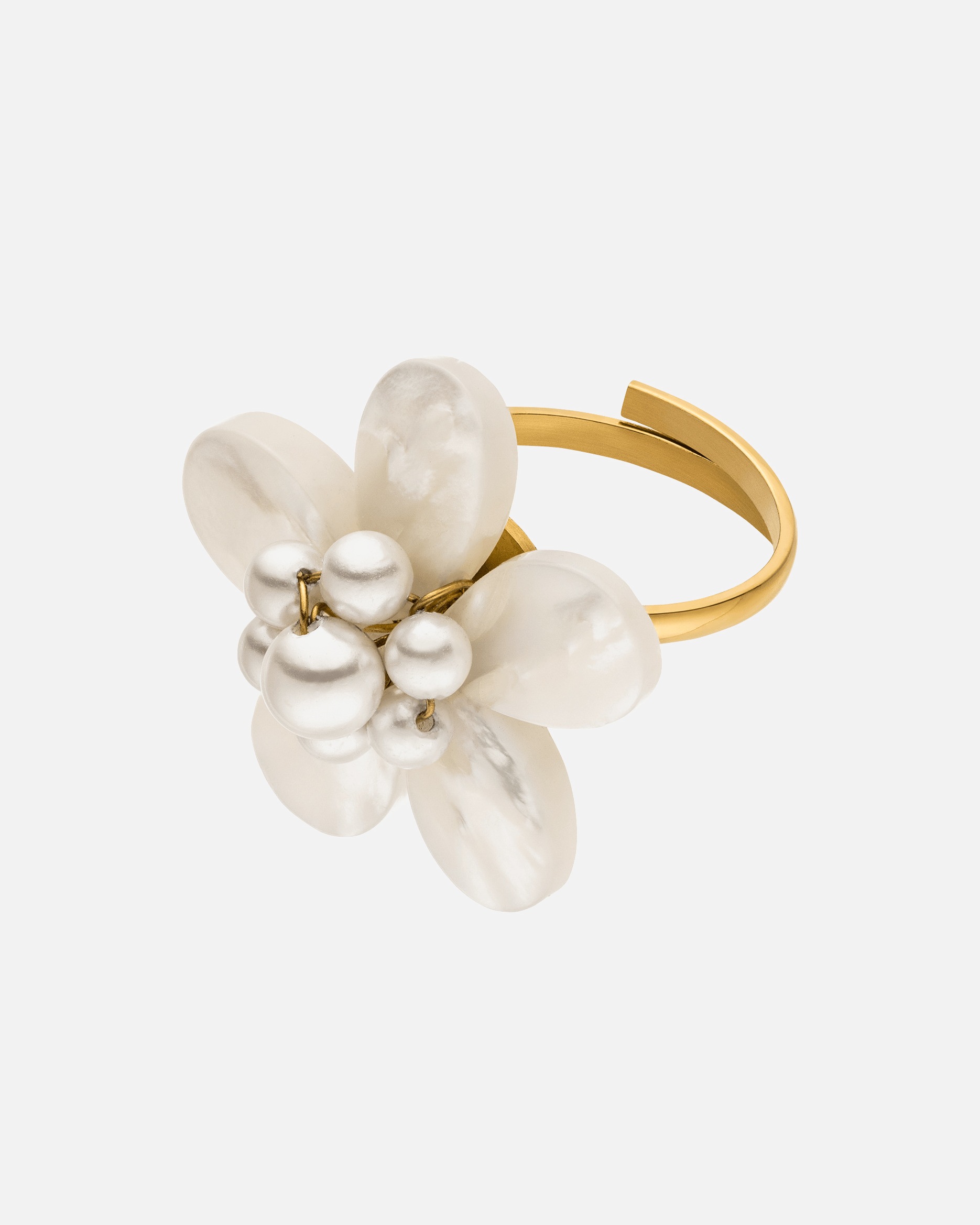 Bague pour Unisexe Purelei Fleur nacrée Anneau 100% acier inoxydable S/M