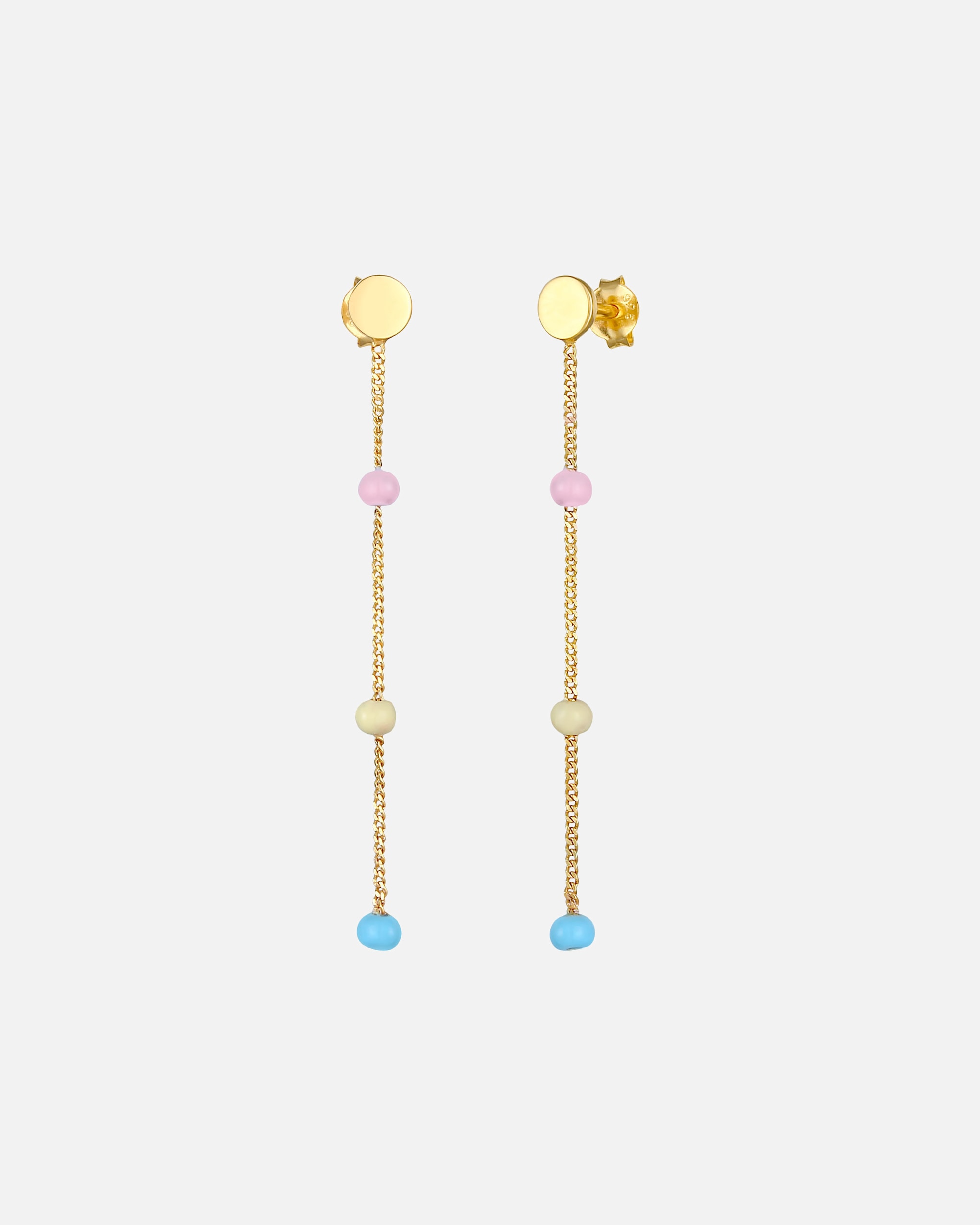 Boucles d'oreilles pour Femme Elli Femmes pendentif d'oreilles boules rose bleu avec émail en argent sterling 925 plaqué or goldfarben