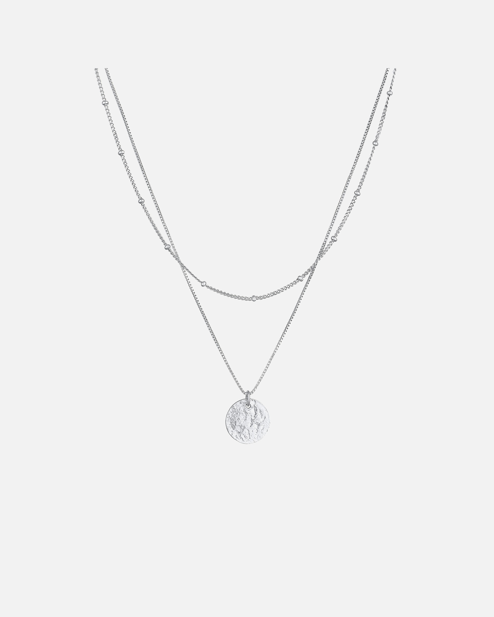 Collier pour Femme Elli Femmes Boule Plaquette Pendentif Martelé Couches de 2 en Argent Sterling 925 40