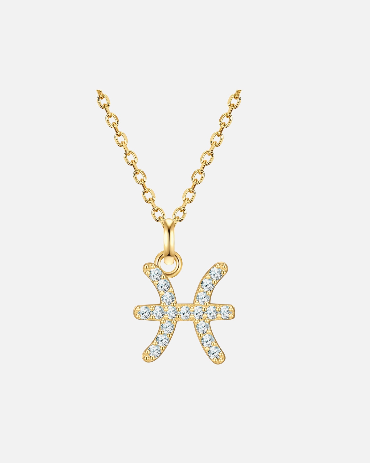 Collier pour Femme Glanzstücke München Collier Signe du Zodiaque Poissons en argent sterling en or jaune avec zirconium 40,0 cm Basiskette + 5,0 cm Verlängerung