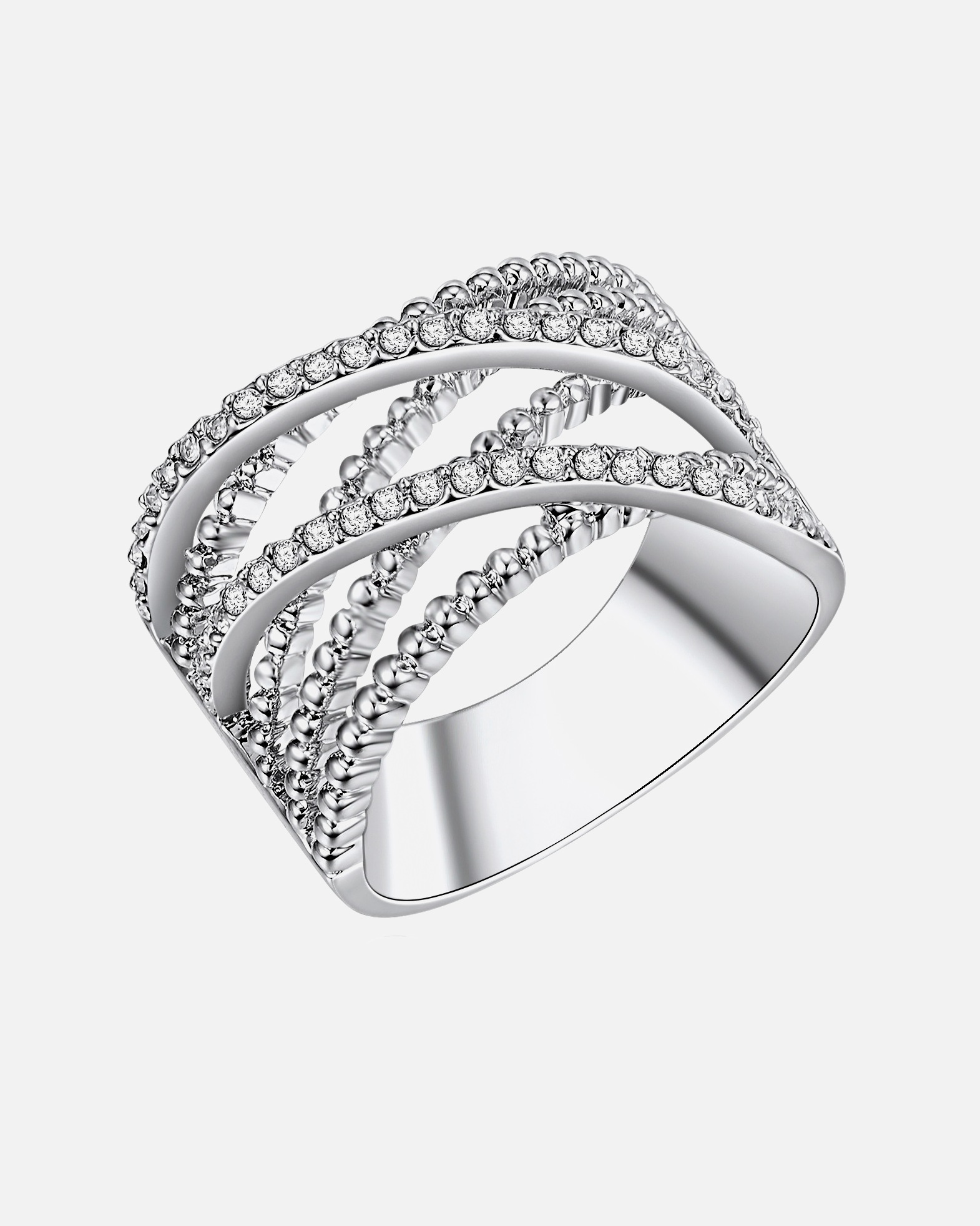 Bague pour Femme Lulu & Jane Bague tendance Métal Verre en Argent 56