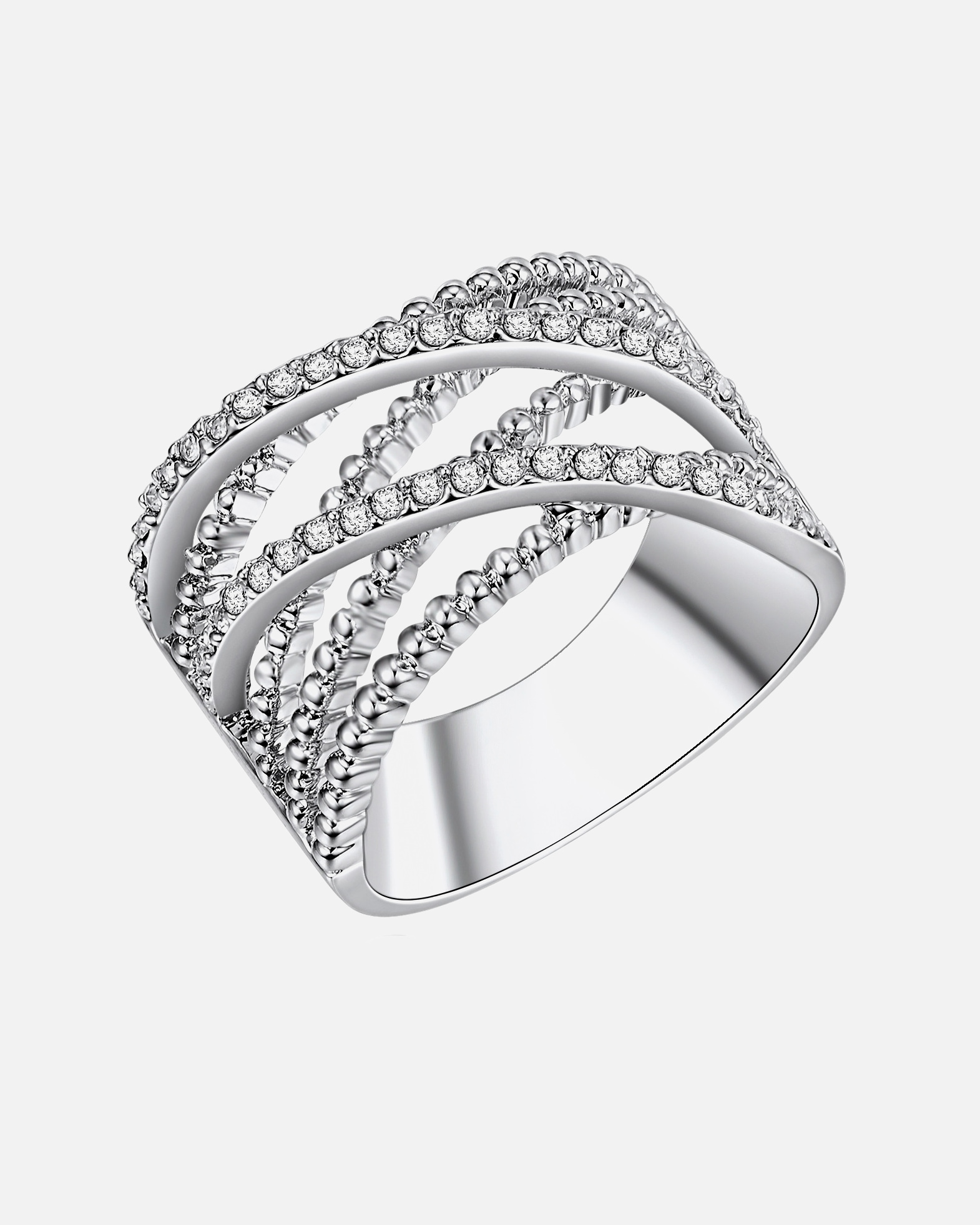 Bague pour Femme Lulu & Jane Bague tendance Métal Verre en Argent 52