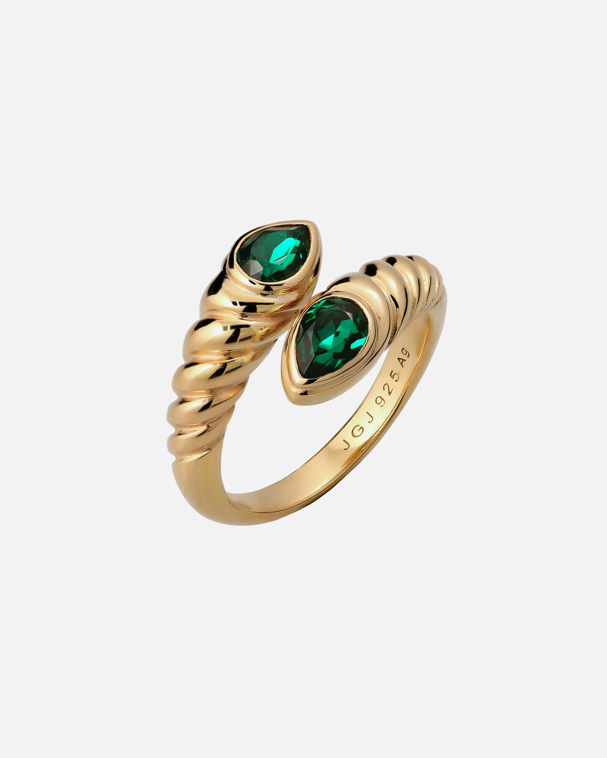 Bague pour Femme Elli Bague Serpent Swarovski Vert 925 Sterling Silver Gold-plated 54