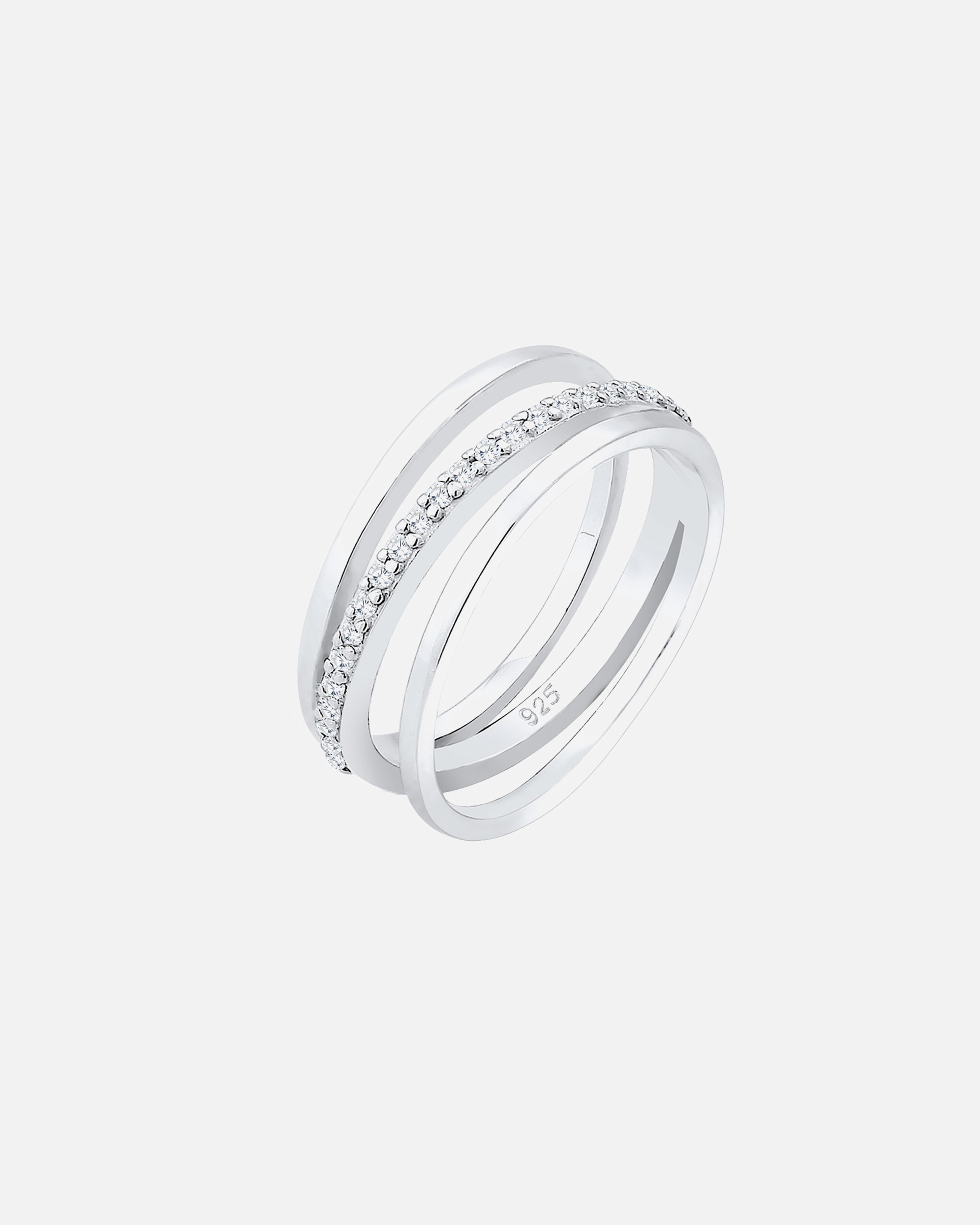 Bague pour Femme Elli PREMIUM Enveloppé Croix Cristaux Zircone Bague Femme - (925/1000) Argent 52