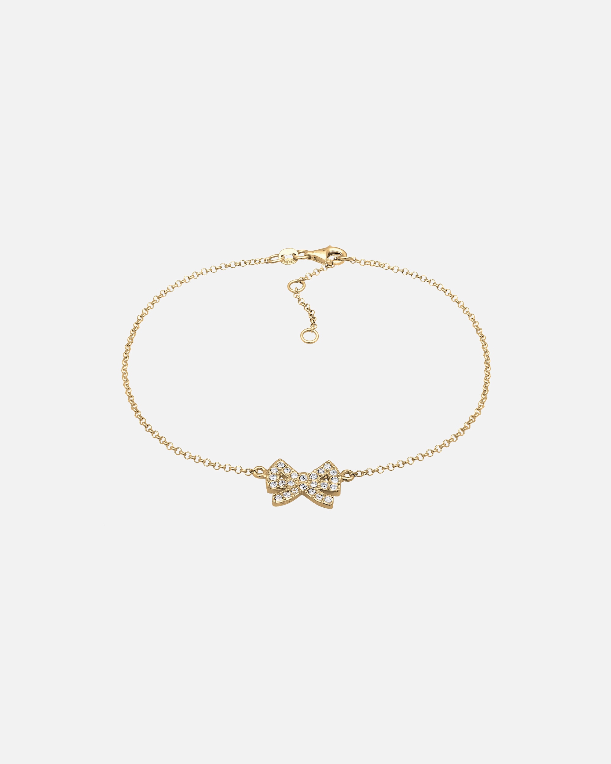 Bijoux pour Femme Elli Femmes bracelet de cheville noeud avec cristaux en argent sterling 925 plaqué or goldfarben