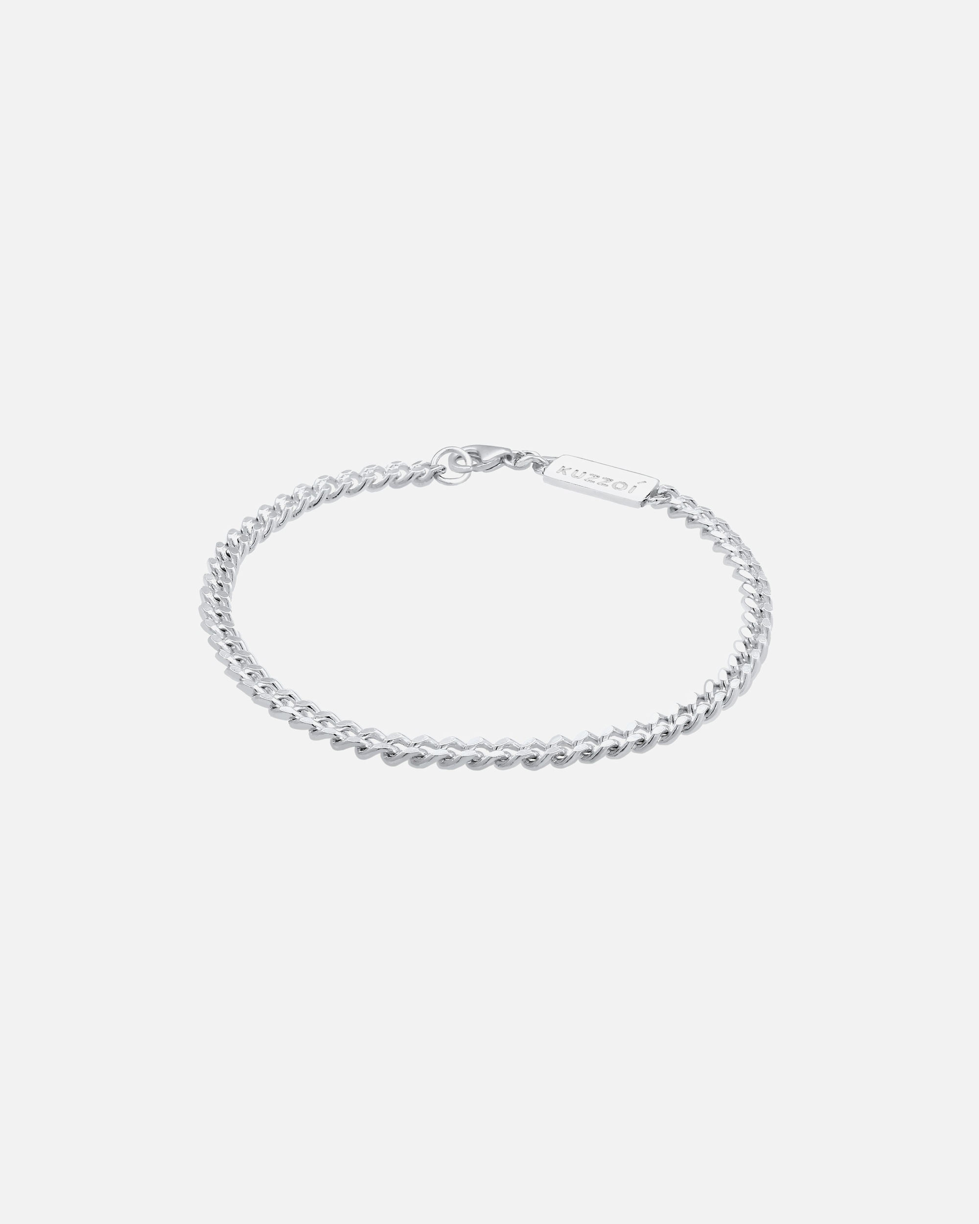 Bracelet pour Homme KUZZOI Chaîne de panzer pour hommes Massif Basique Piece 925 Argent 19