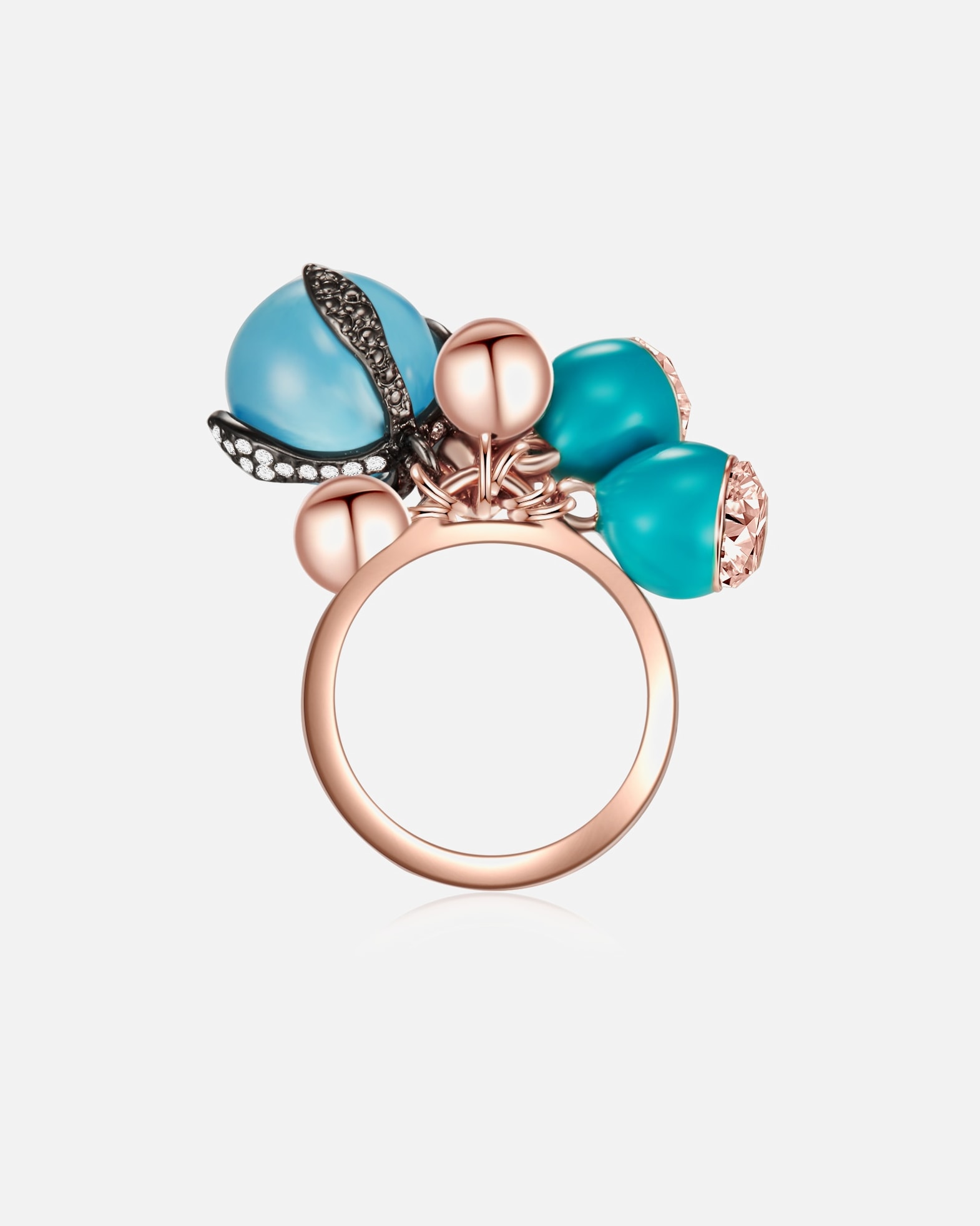 Bague pour Femme Lulu & Jane Bague Alliage de fer Orné de cristaux Swarovski® en Or rose 54