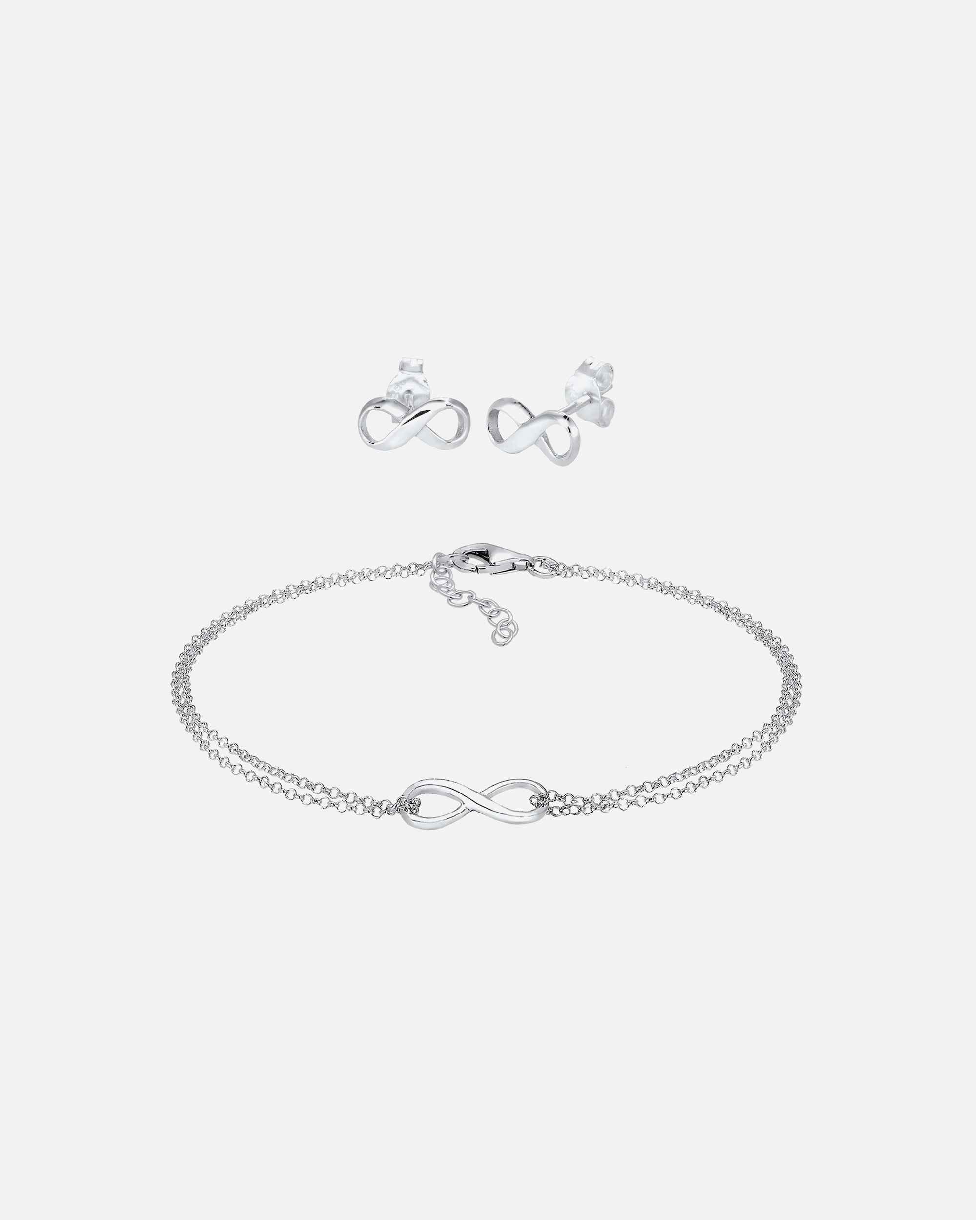 Bijoux pour Femme Elli Femmes symbole de l'infini clous d'oreilles bande set réglable en argent sterling 925 silberfarben