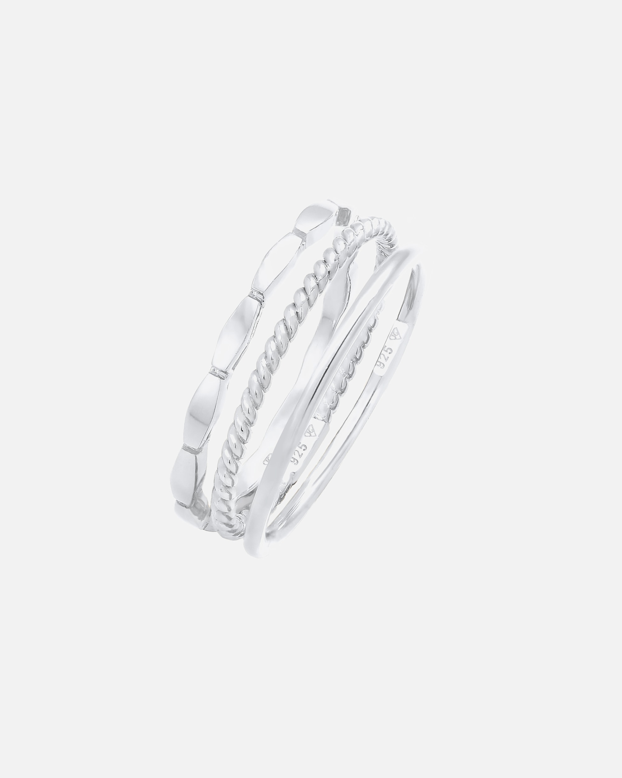 Bague pour Femme Elli Empilement d'Anneaux en bande, Set de 3, Argent 925 52
