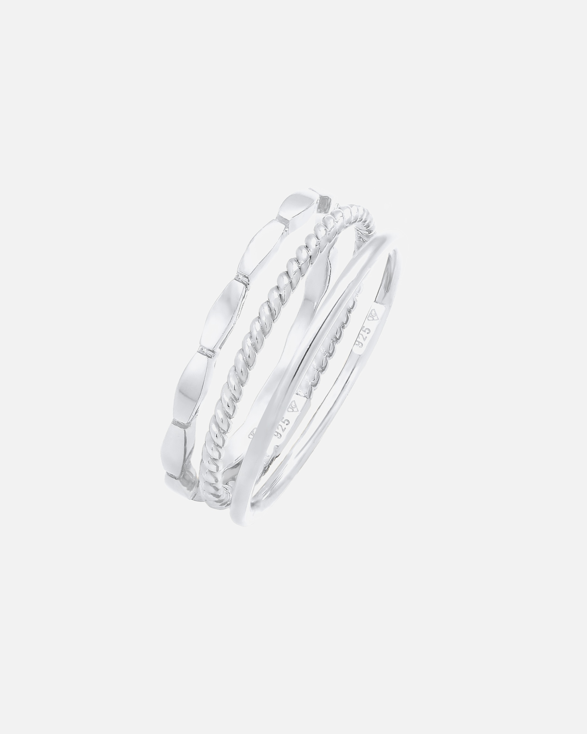 Bague pour Femme Elli Femmes Bande Empilage Trio Basique Minimaliste Intemporel Blogueur en Argent Sterling 925 56