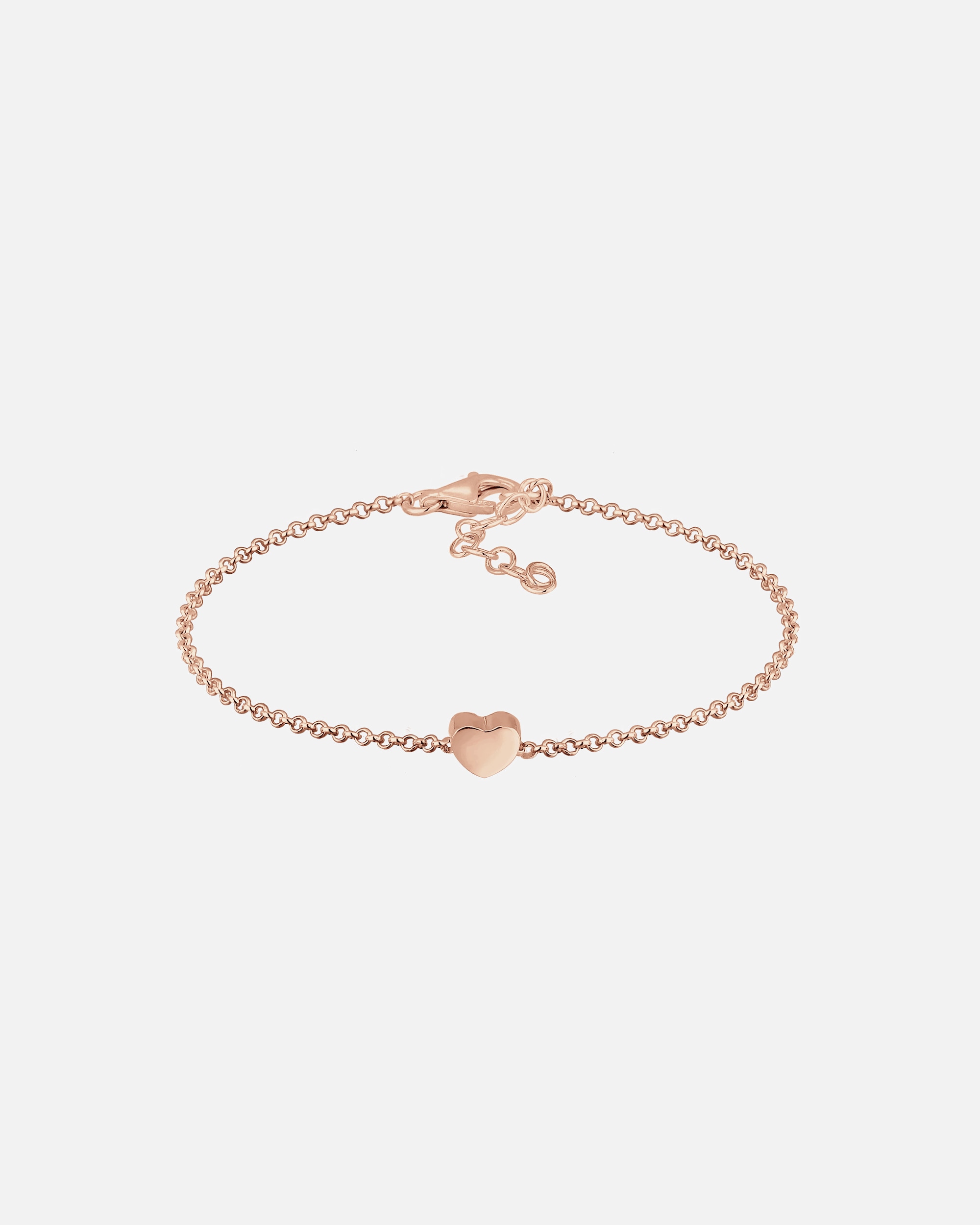 Bracelet pour Femme Elli Basic Chaîne à Pois Cœur Pendentif Amour 925 Argent Rosé