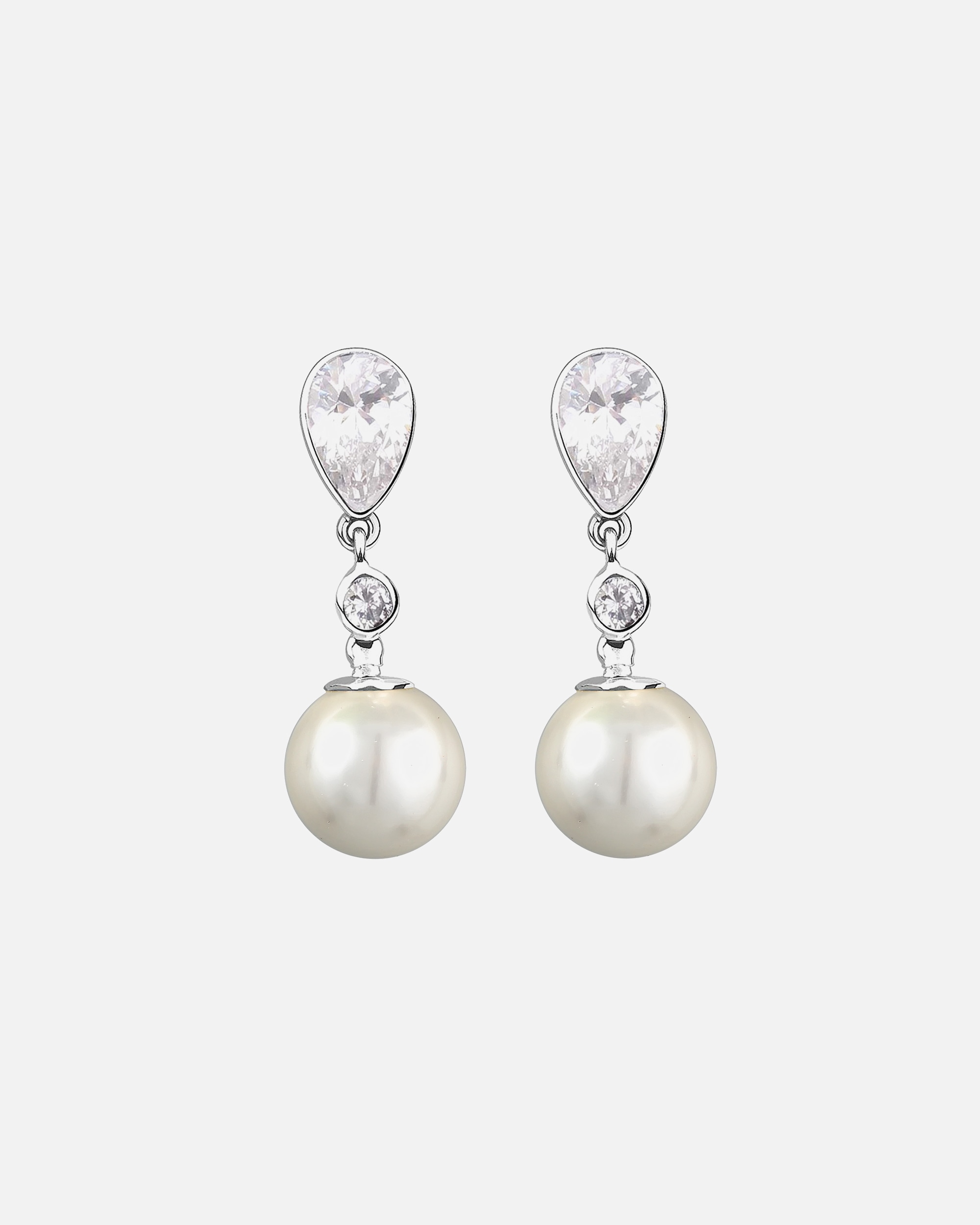 Boucles d'oreilles pour Femme Nenalina Femmes pendentif d'oreilles en perles blanches et zircon en argent sterling 925 silberfarben