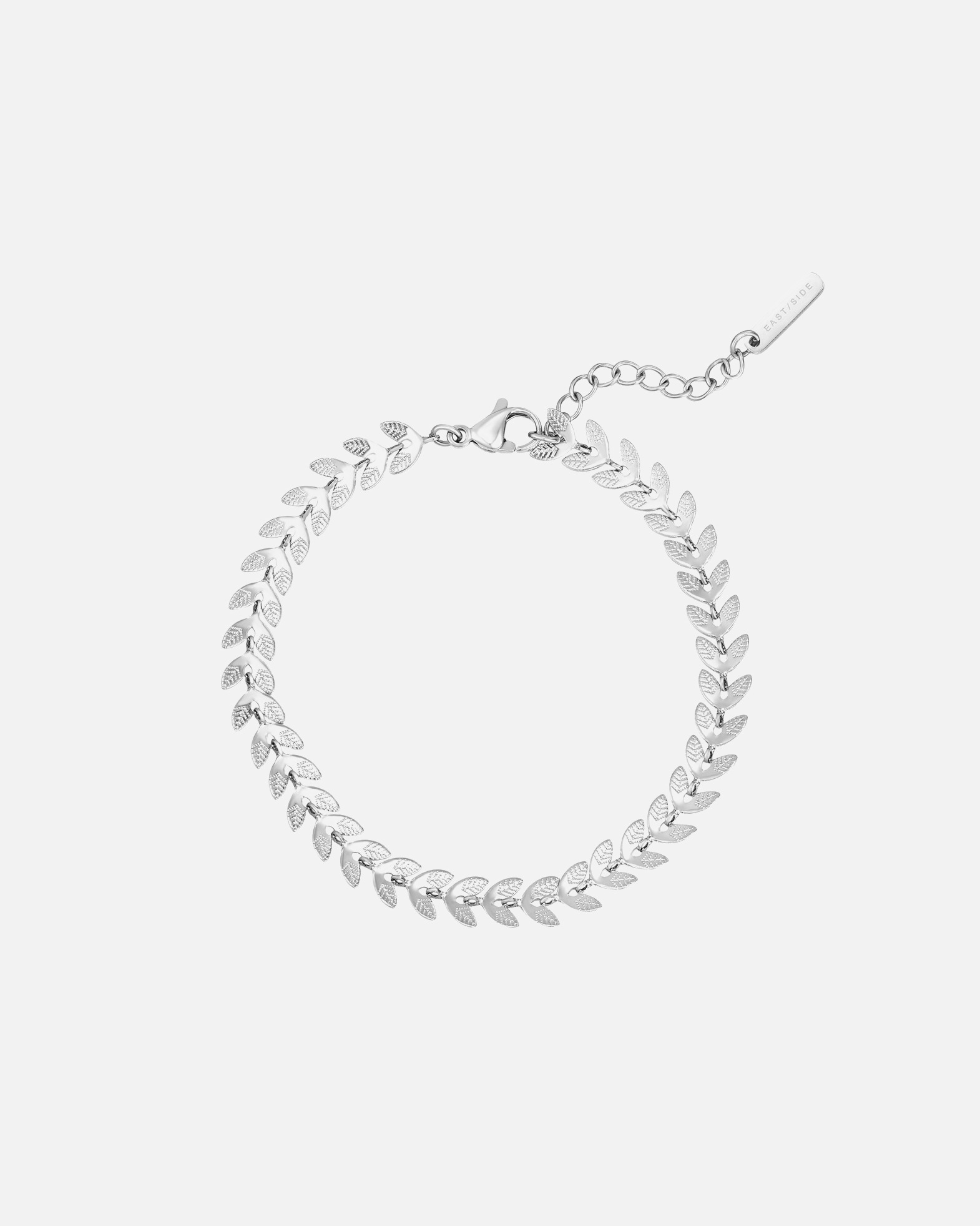 Bracelet pour Femme Eastside Bracelet Feuille en Acier inoxydable en Argent Longueur de base 17,0 + rallonge 3,0 cm