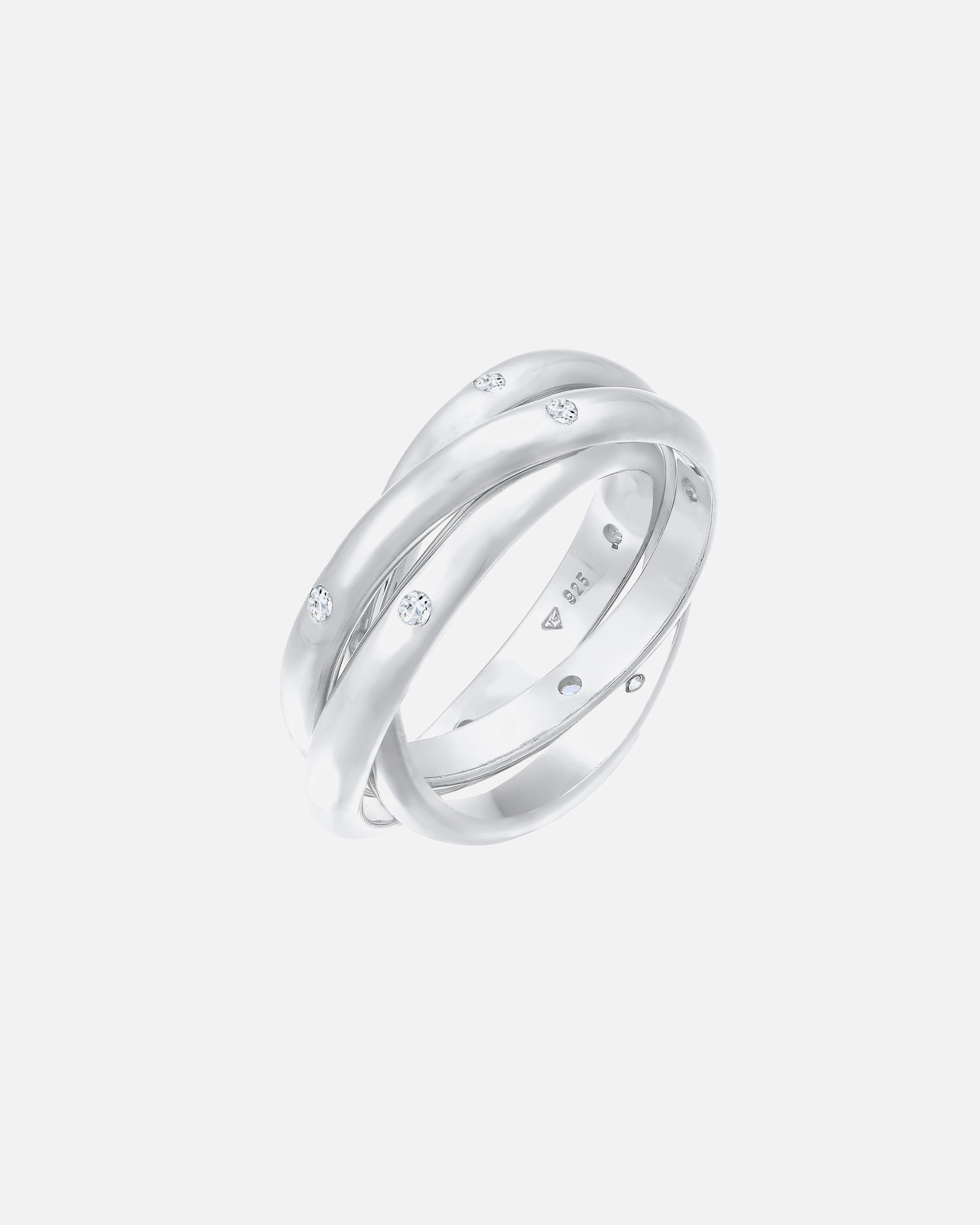 Bague pour Femme Elli PREMIUM Wickelring Trio Basic Zirkonia 925 Silber 56