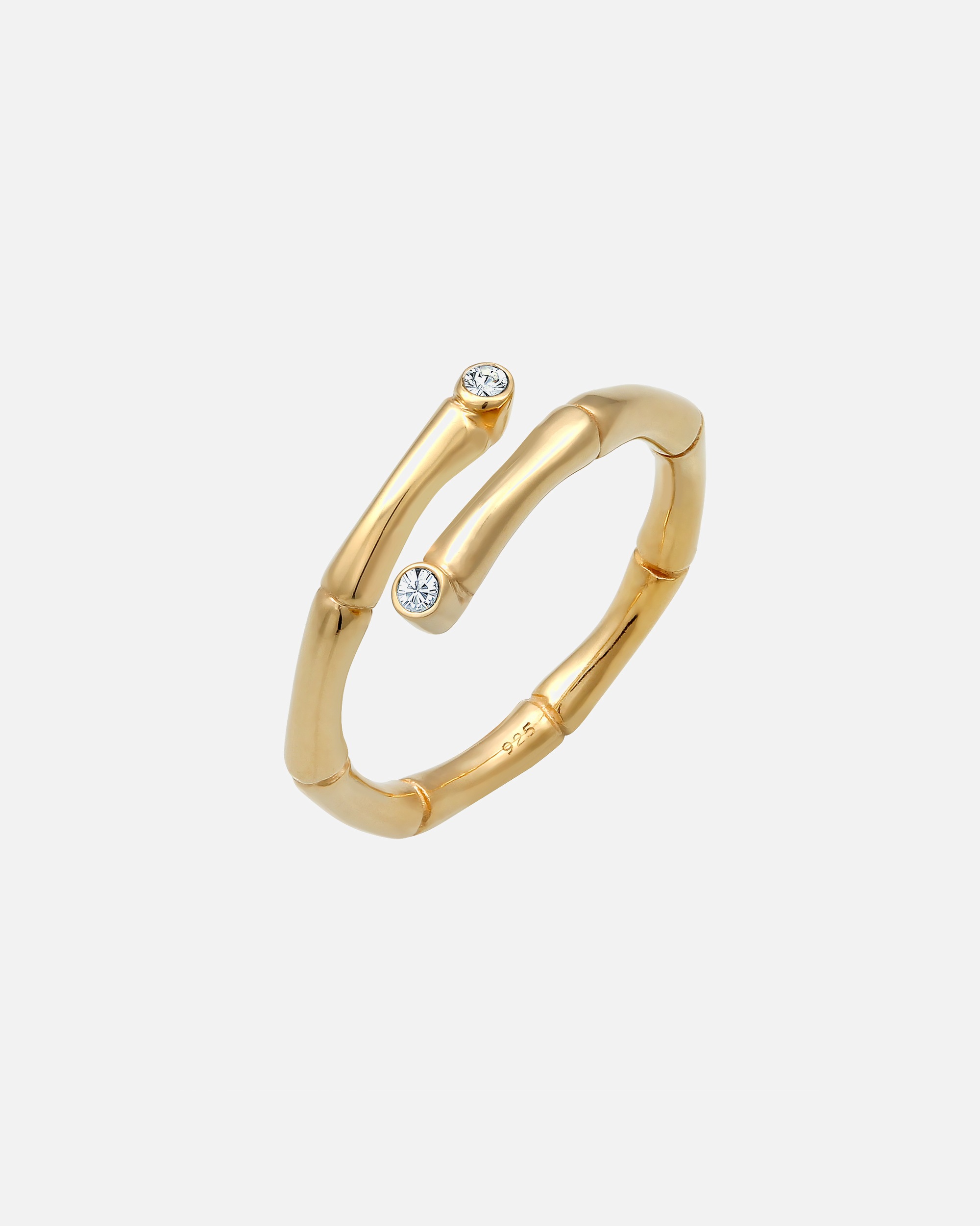 Bague pour Femme Elli Femmes Bambou Tropical Tendance avec cristaux en argent sterling 925 plaqué or 54