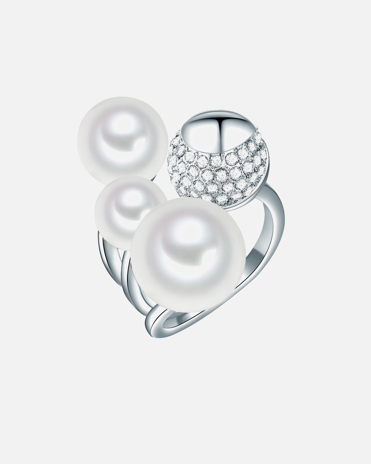 Bague pour Femme Lulu & Jane Bague avec perle Laiton Verre Perles organiques en Argent 54