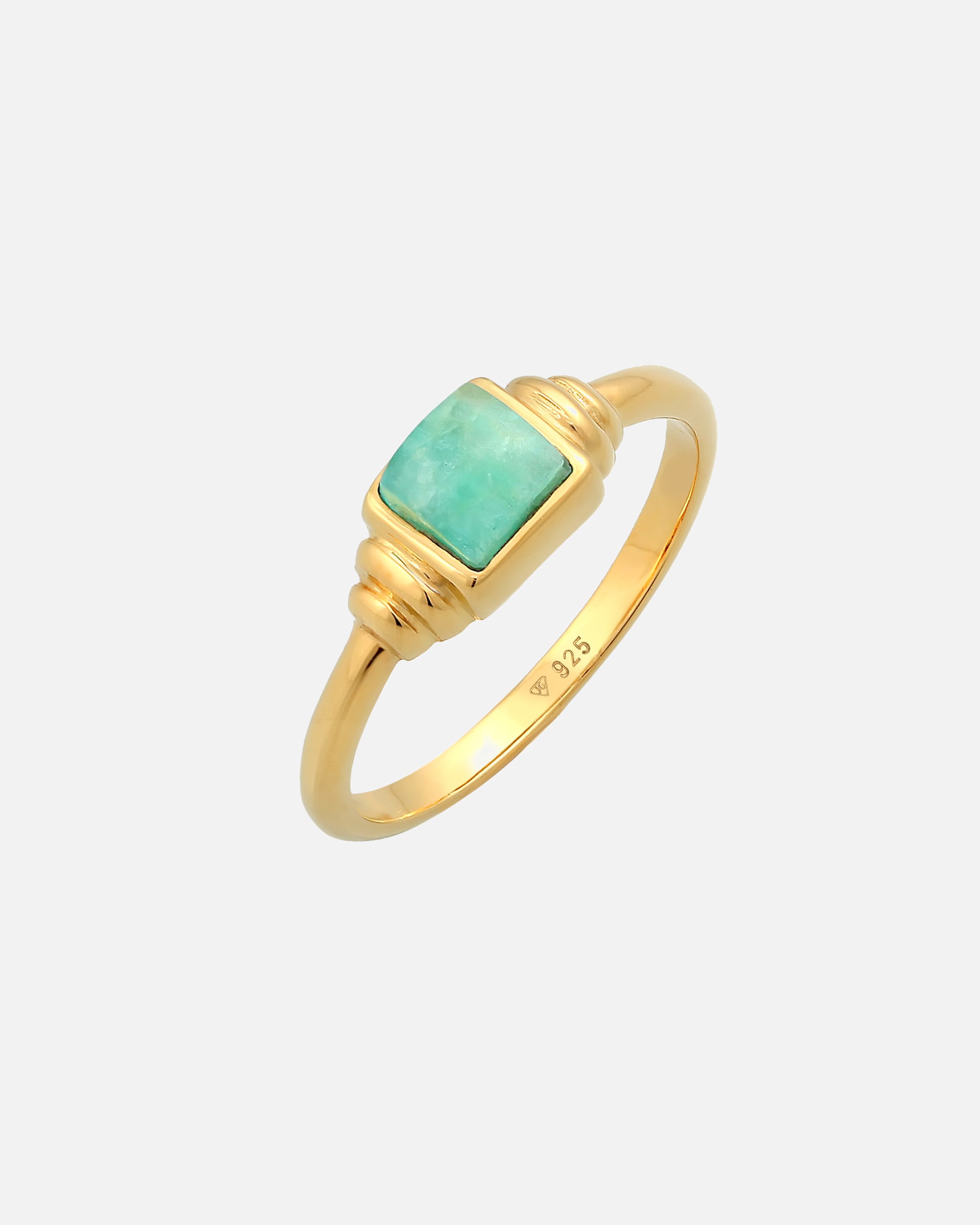 Bague pour Femme Elli PREMIUM Elli PREMIUM Bague Femmes Solitaire Vintage Carré Simple avec Amazonite en argent sterling 925 plaqué or 54