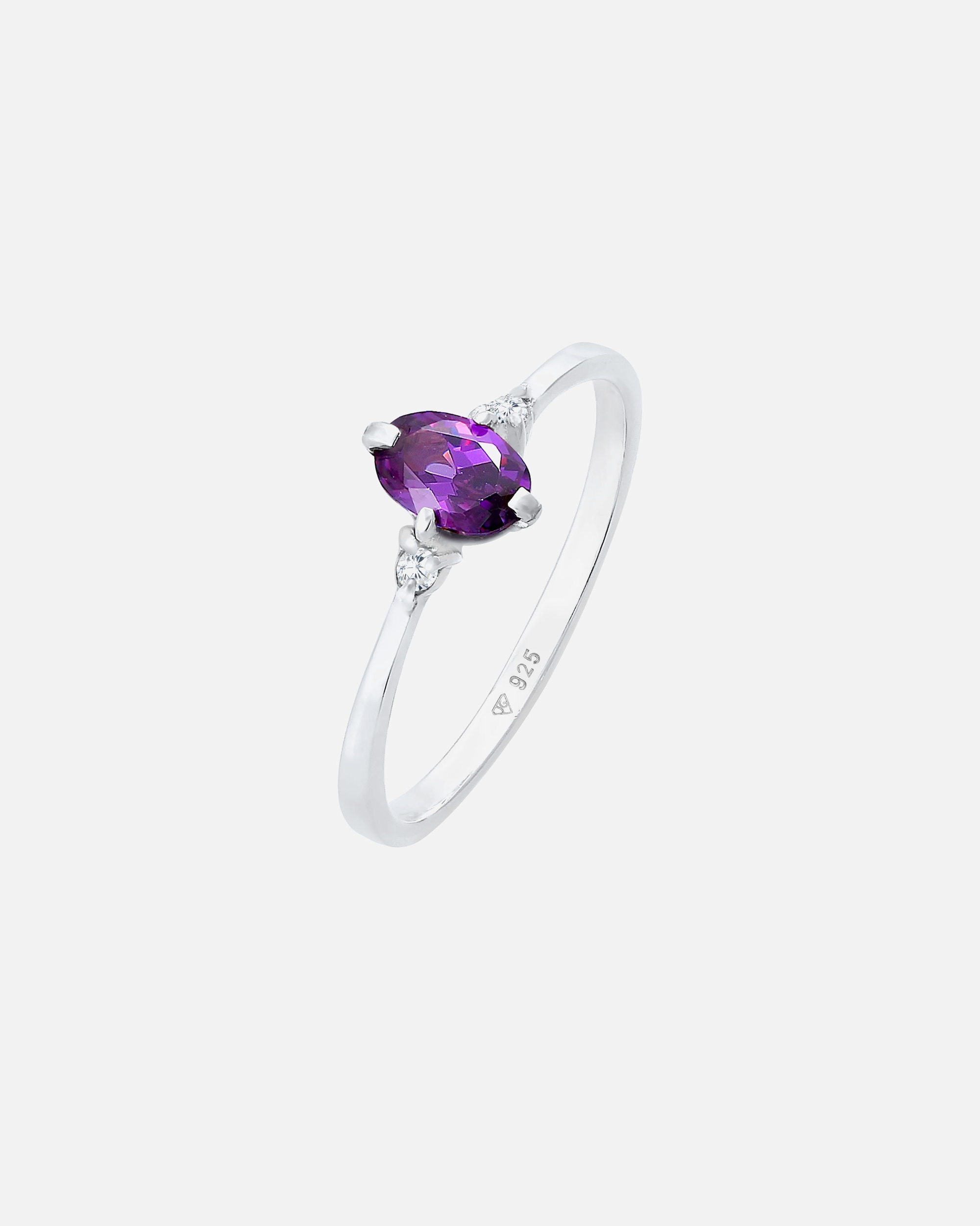 Bague pour Femme Elli Zirconium Violet Ovale Fiançailles 925 Argent 54