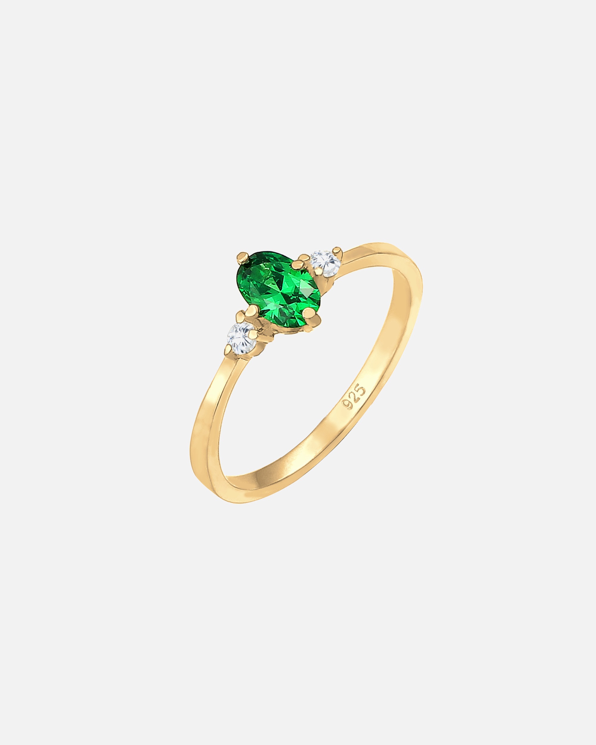 Bague pour Femme Elli Vert précieux Cristaux de Zirconium 925 Argent Plaqué Or 52