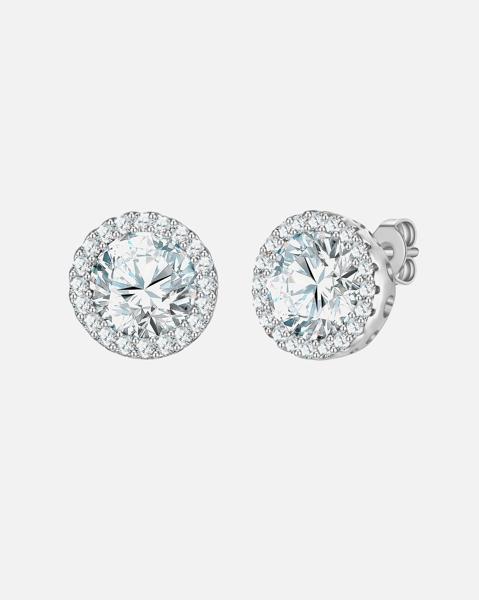 Boucles d'oreilles pour Femme Yokoamii Clous d'oreilles en laiton en argent avec zirconium 8,8 mm