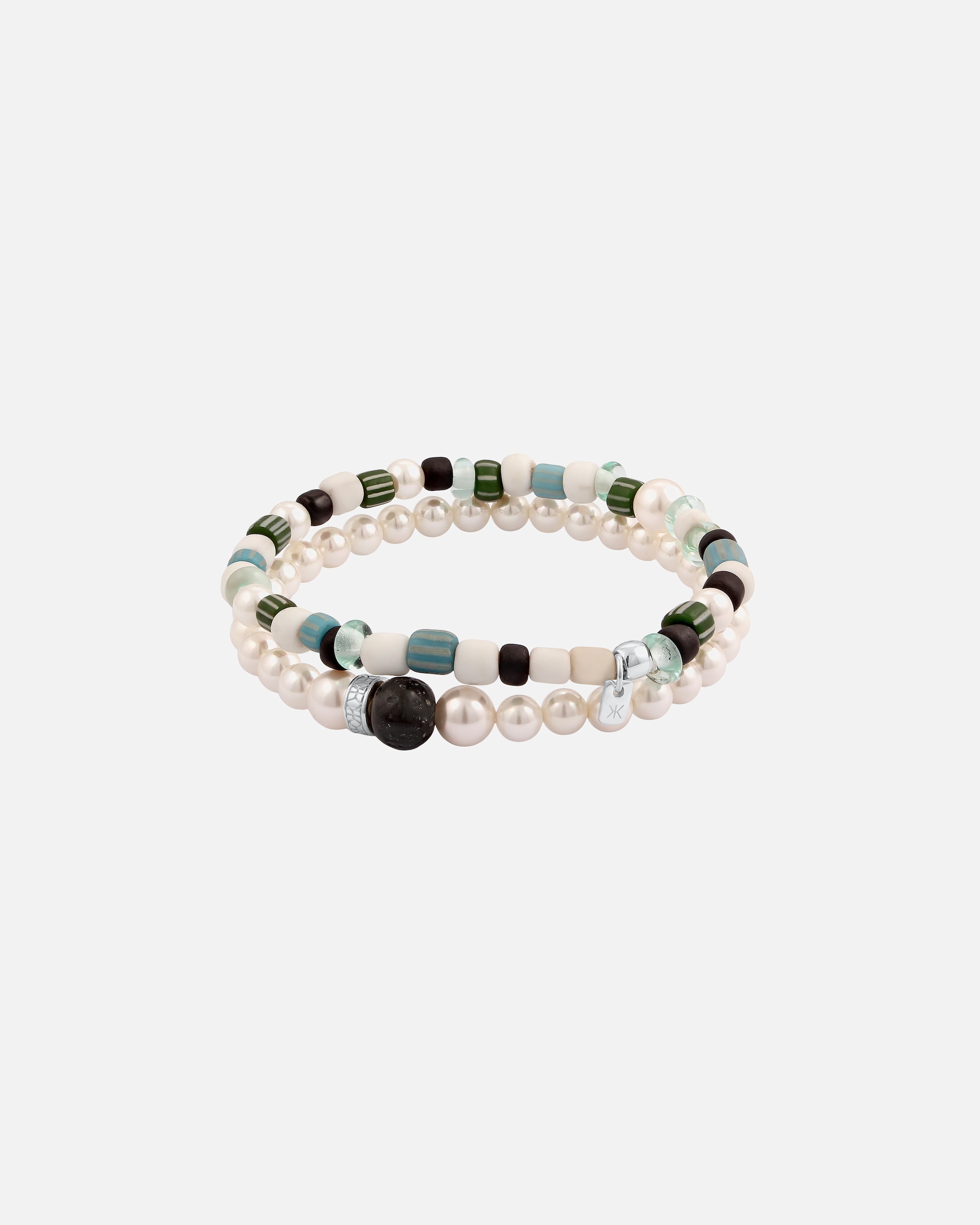 Bracelet pour Homme KUZZOI Bracelet Set with pearls Shell Pearl Synthetic Pearl White 925 Sterling Silver 19