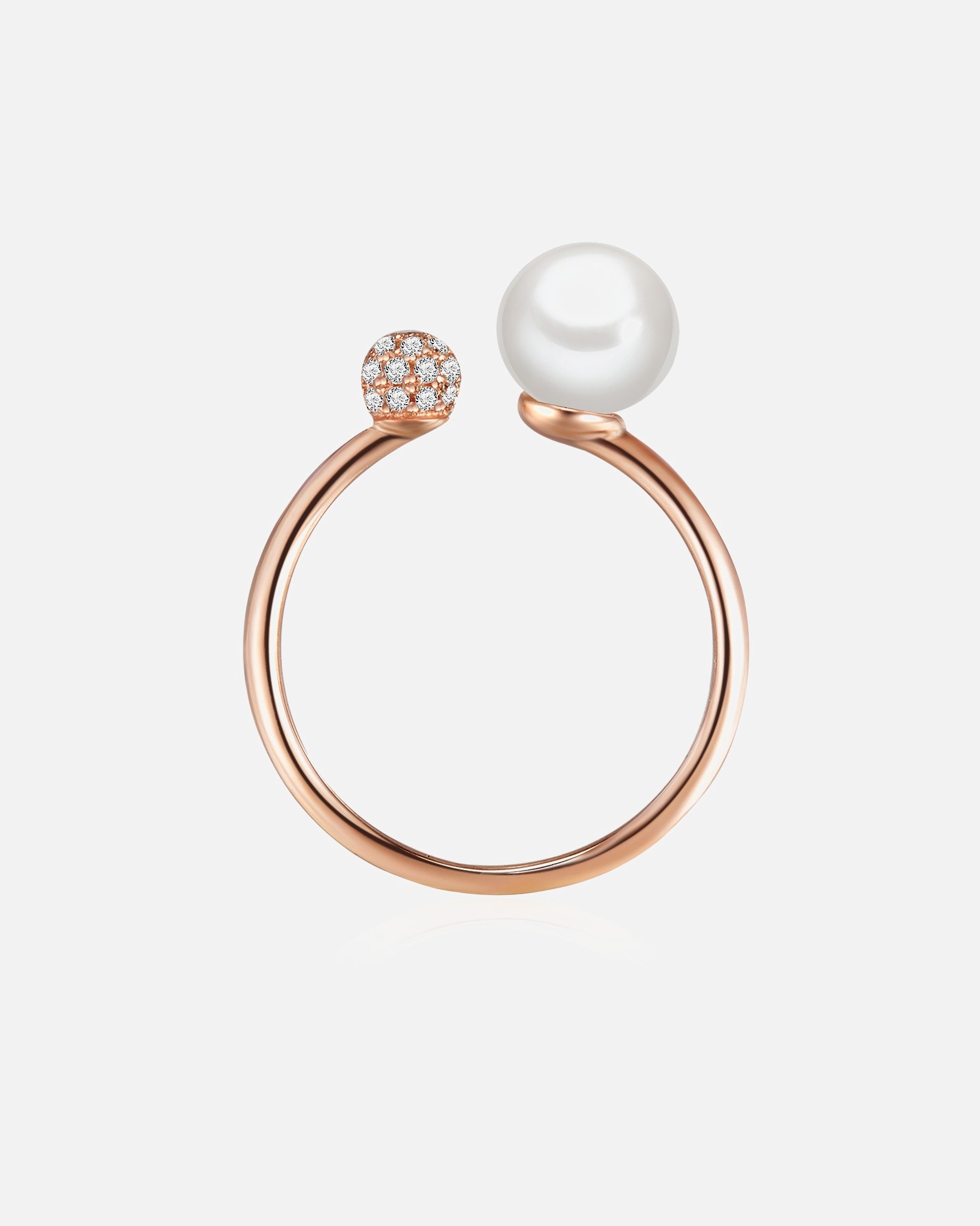 Bague pour Femme Valero Pearls Bague Argent sterling Oxyde de zirconium (CZ) Perle de culture d'eau douce en Or rose 62