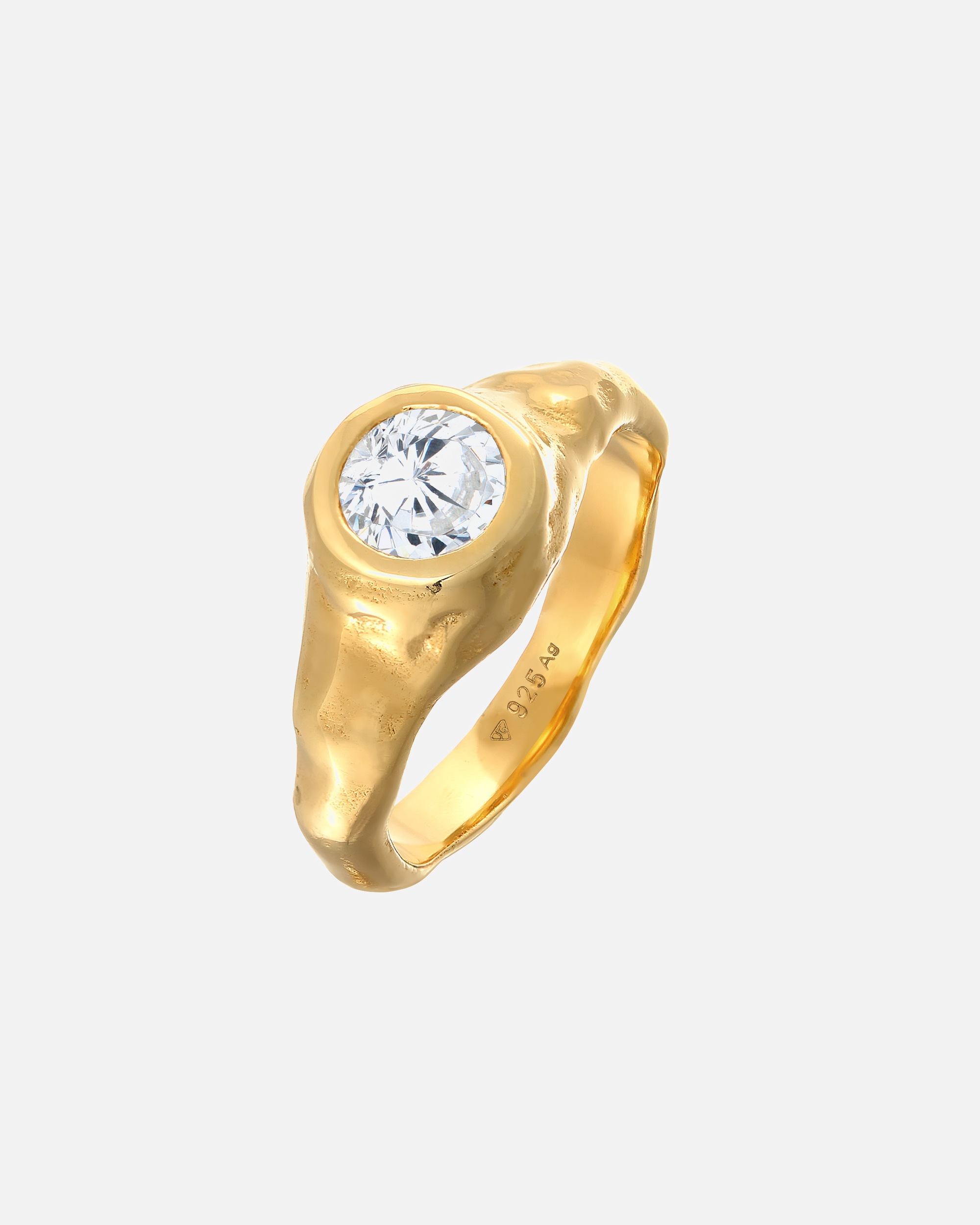 Bague pour Femme Elli PREMIUM Elli PREMIUM Bague Femmes Sceau Organic Design avec cristal de zirconium en argent sterling 925 plaqué or 54