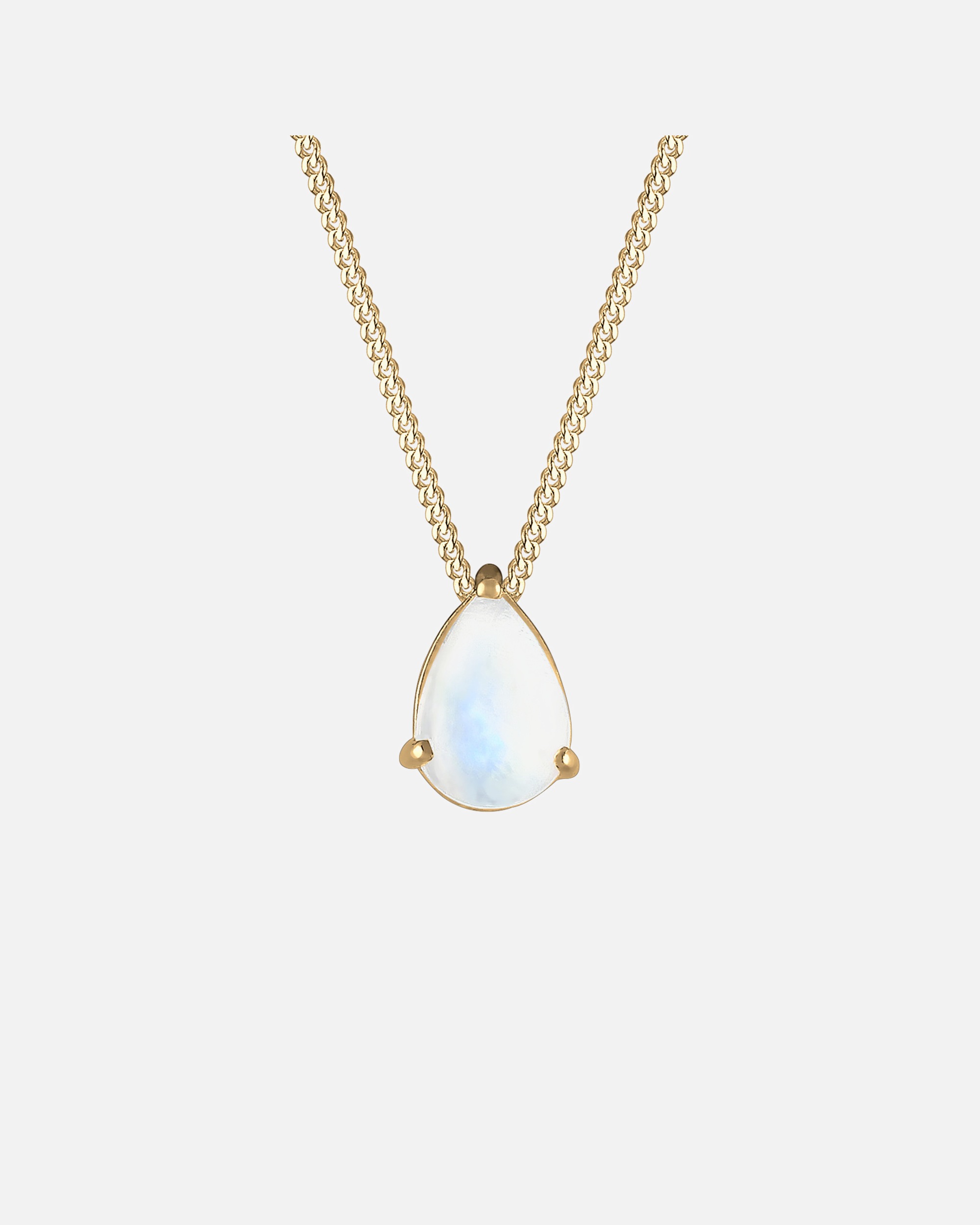 Collier pour Femme Goutte Pierre de lune pierres précieuses 925 Argent Plaqué Or 45