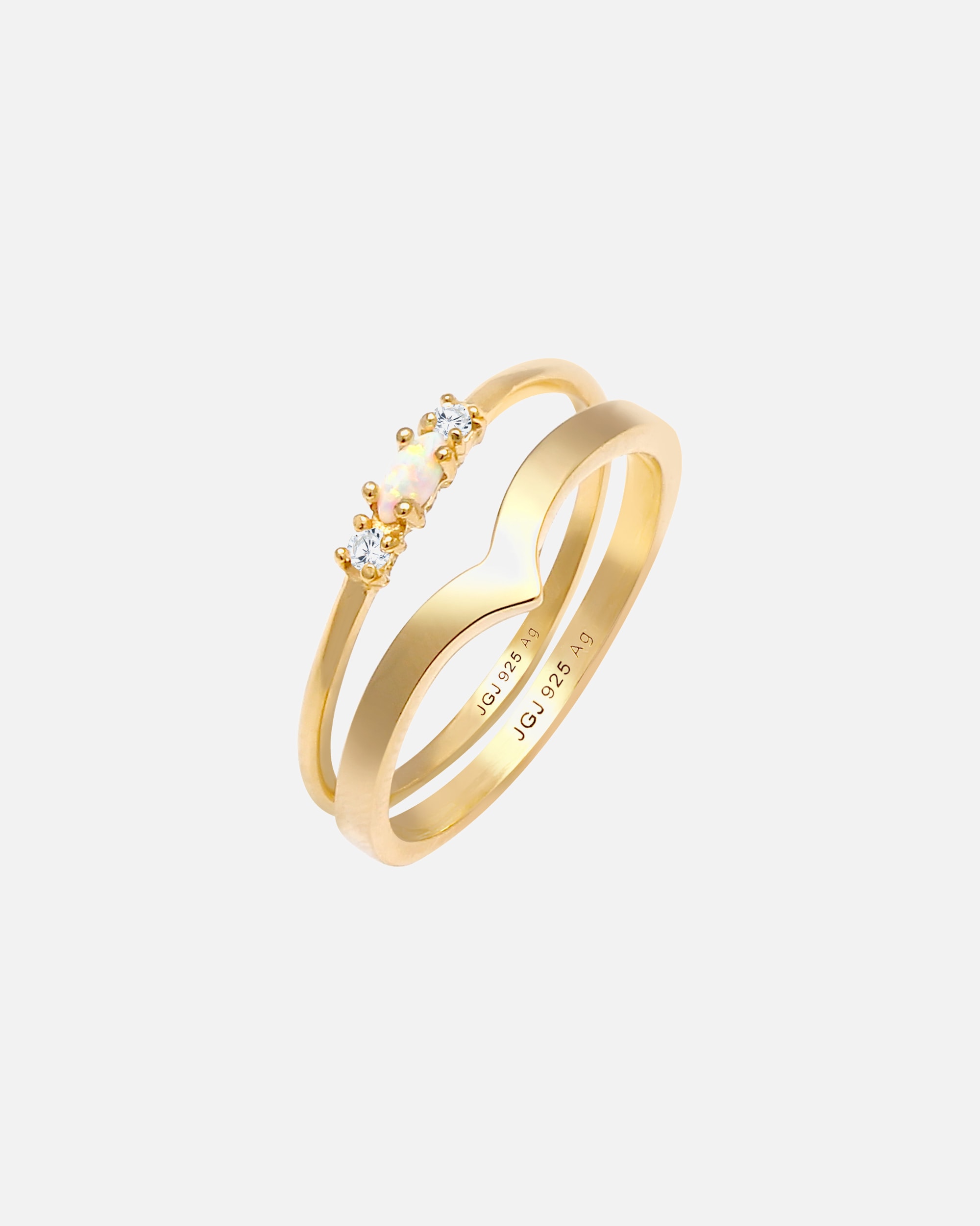 Bague pour Femme Elli Set marquise opale Zirconium triangle Argent 925 58