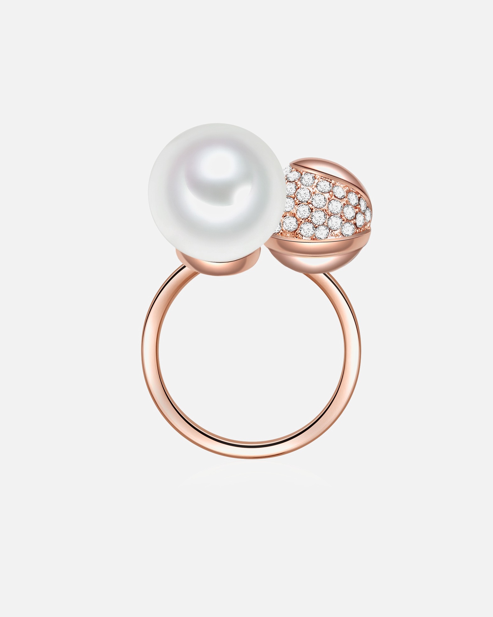 Bague pour Femme Lulu & Jane Bague avec perle Laiton Verre Perles organiques en Or rose 56