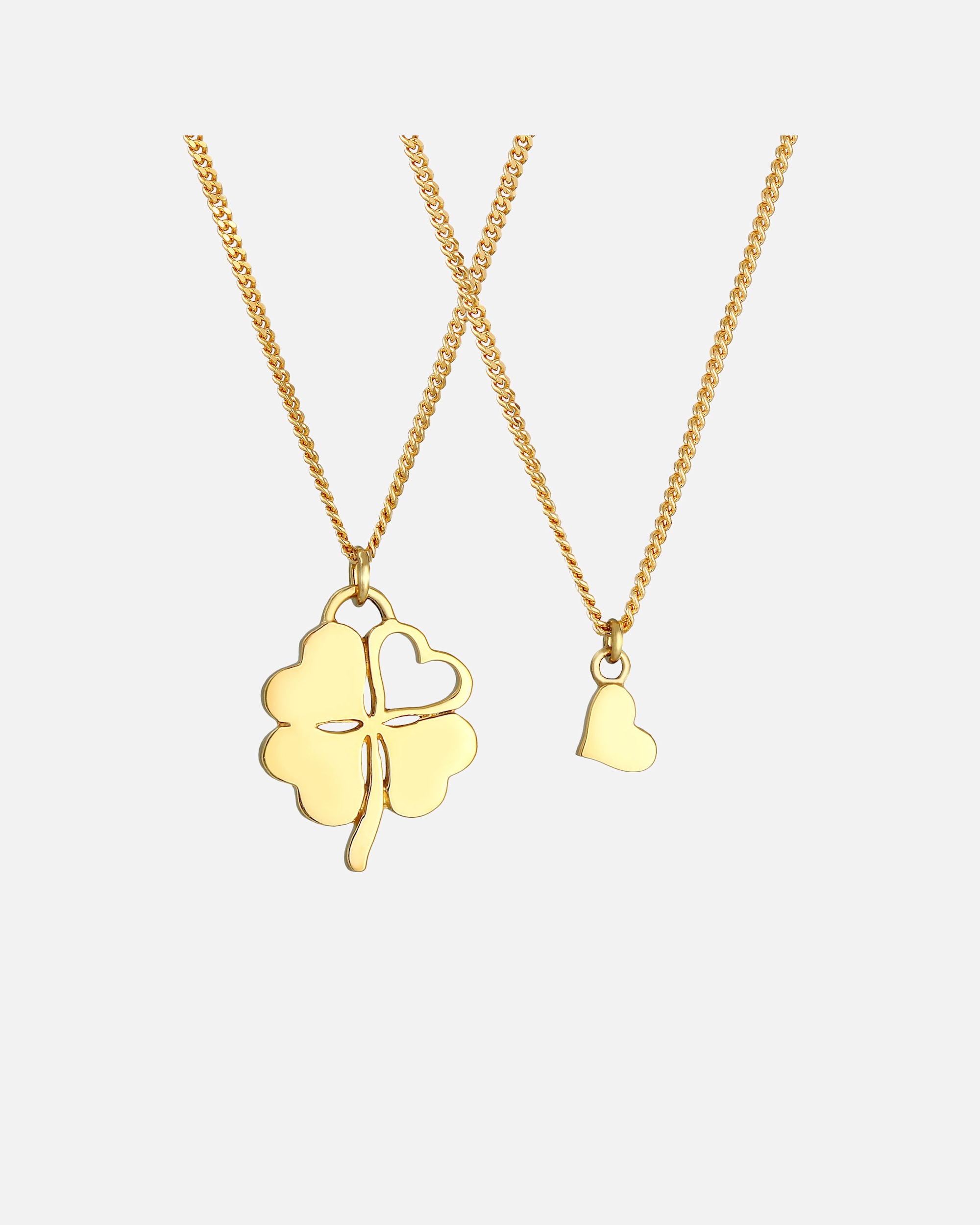 Collier pour Femme Elli Mère Enfants Set Cœur pendentif trèfle à quatre feuilles 925 Argent goldfarben
