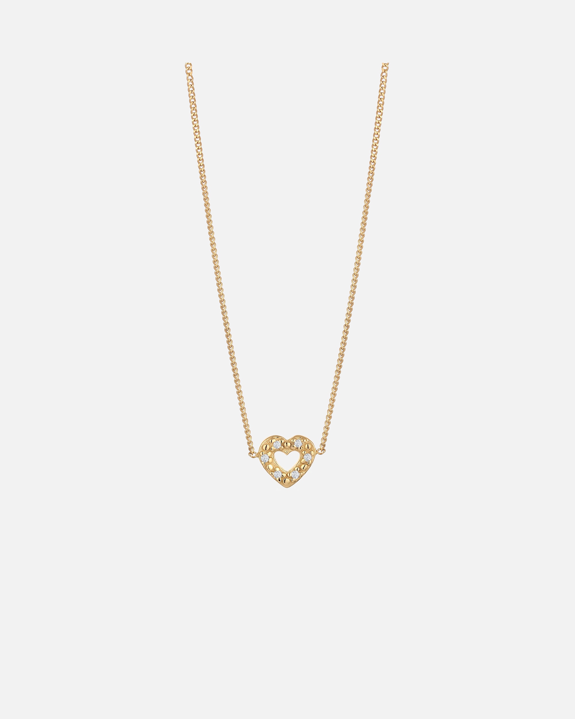 Collier pour Femme Collier court avec diamants Cœur Diamant Blanc Brillant (0.03 ct) 375 Or Jaune 36