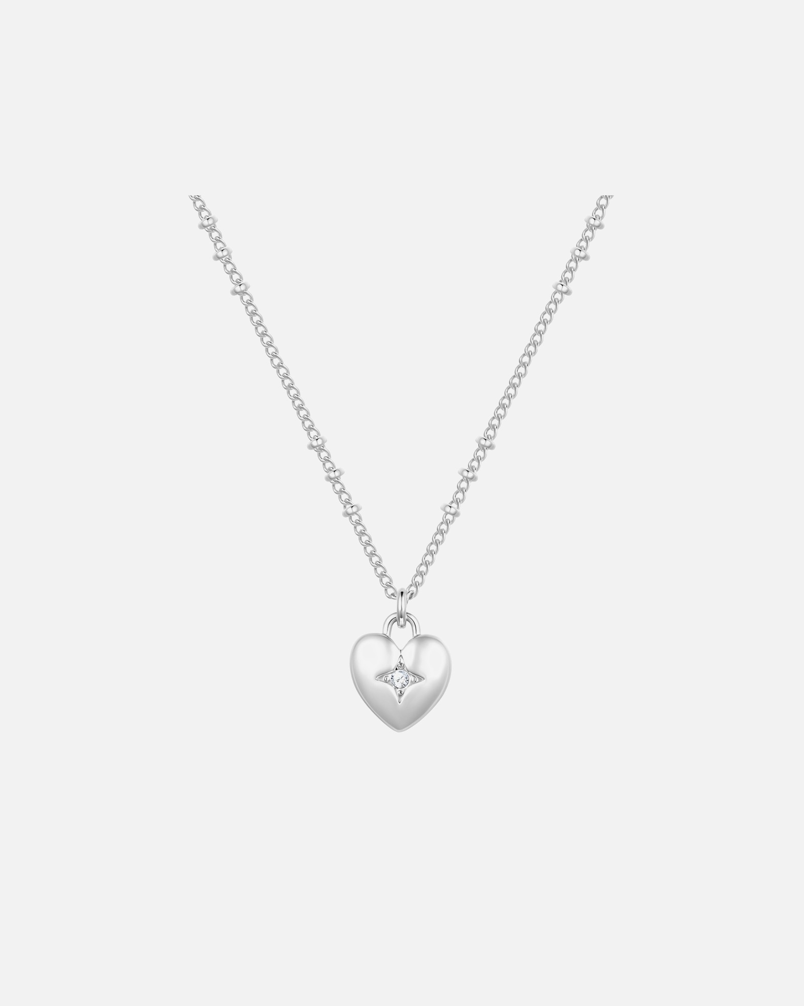 Collier pour Femme Lulu & Jane Collier Cœur en laiton en Argent avec Cristal 47,0 cm Basiskette + 8,0 cm Verlängerung
