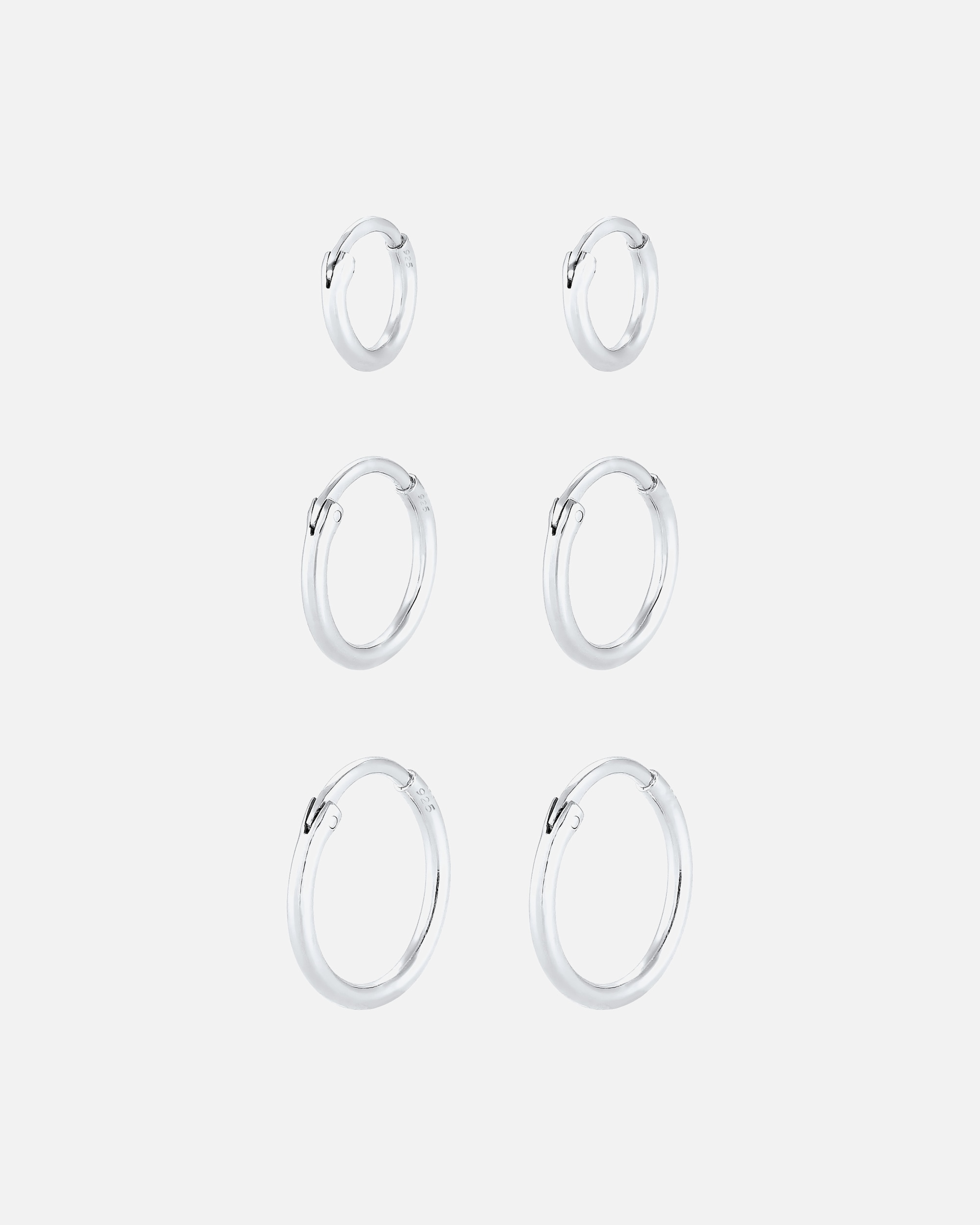 Boucles d'oreilles pour Femme Elli Set de créoles Trio Basic Must-Have Trend Argent 925 silberfarben