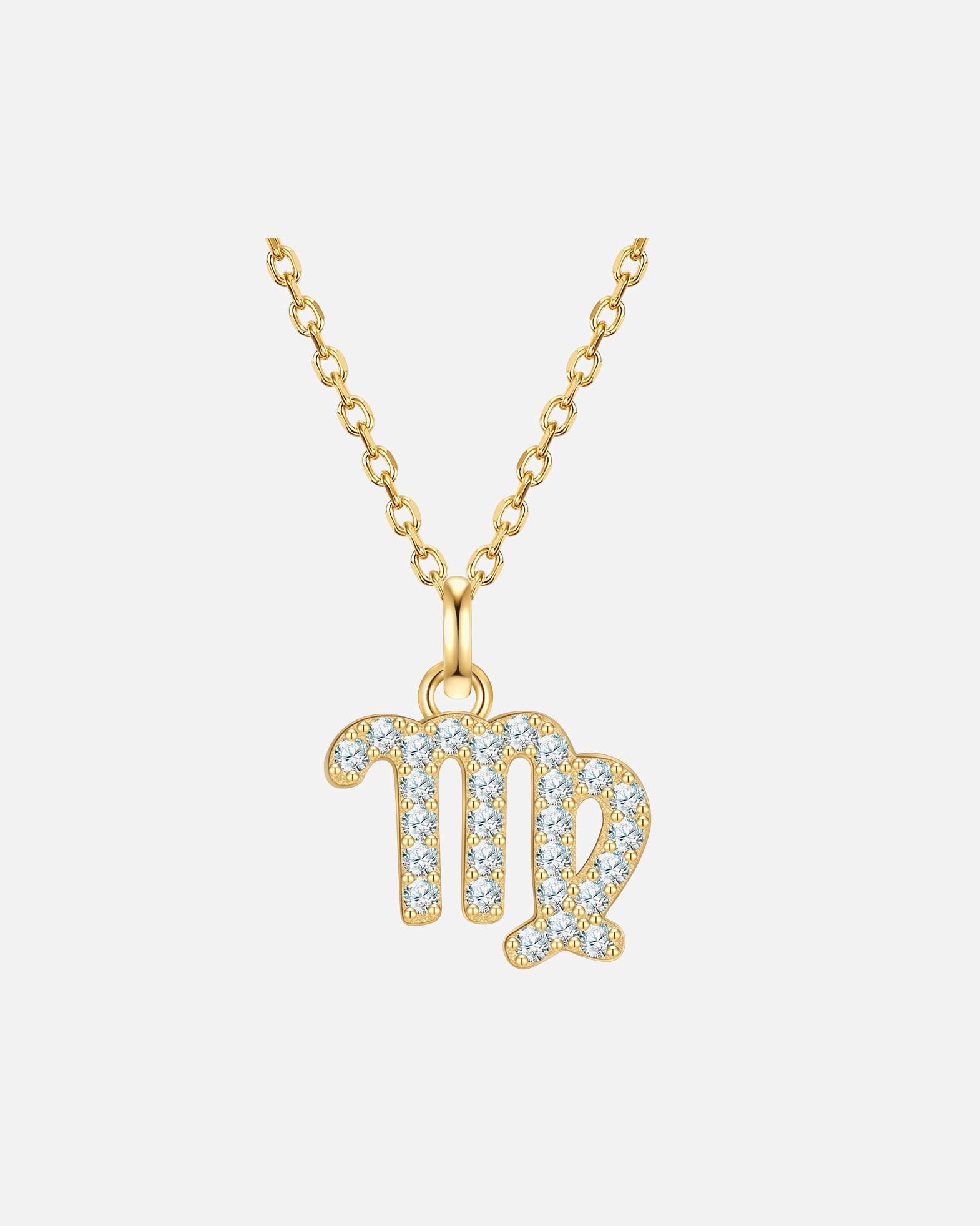 Collier pour Femme Glanzstücke München Collier Signe du Zodiaque Vierge en argent sterling en or jaune avec zirconium 40,0 cm Basiskette + 5,0 cm Verlängerung