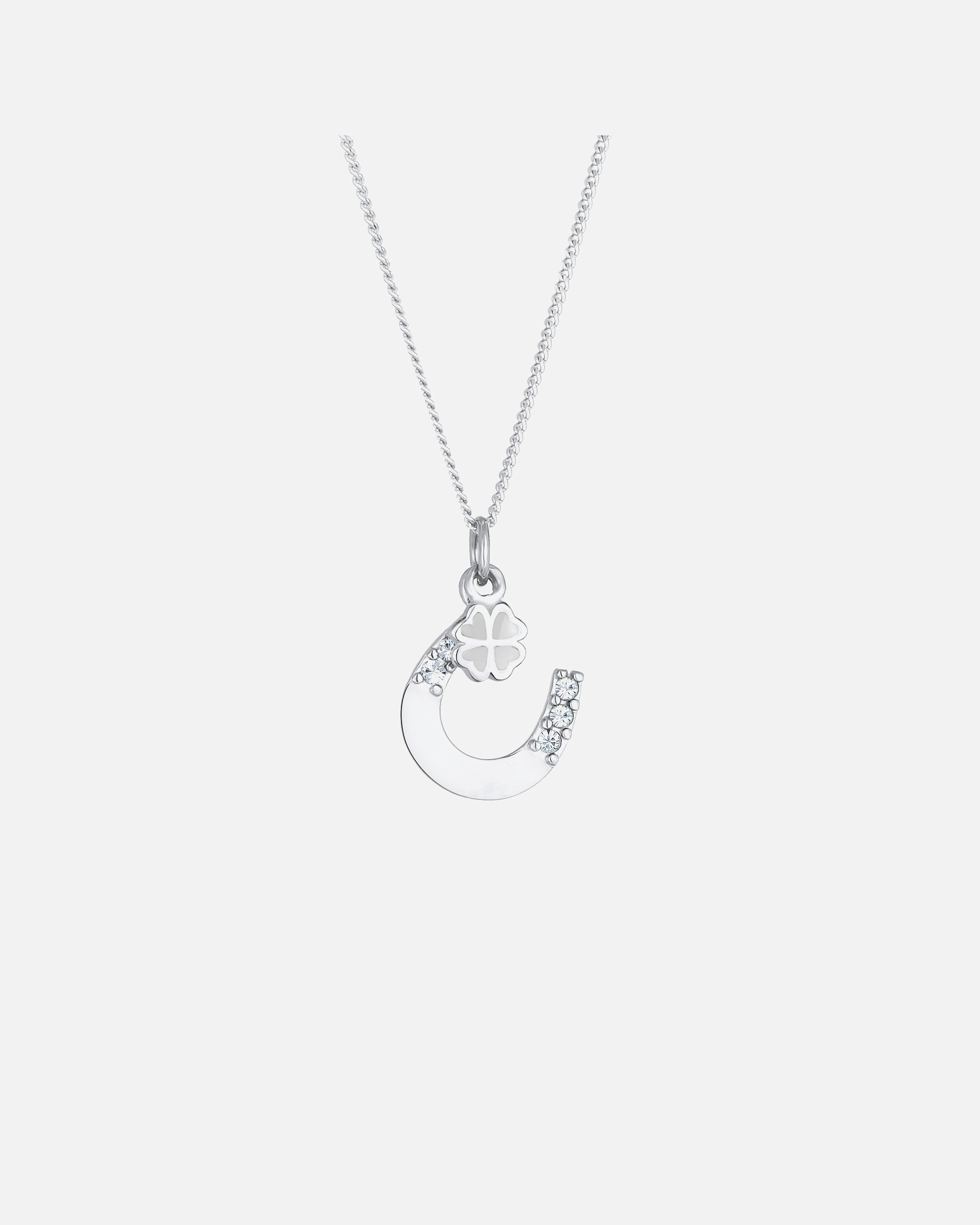 Collier pour Femme Elli Femmes Pendentif Fer à Cheval Trèfle à Quatre Feuilles avec Cristaux en Argent Sterling 925 55