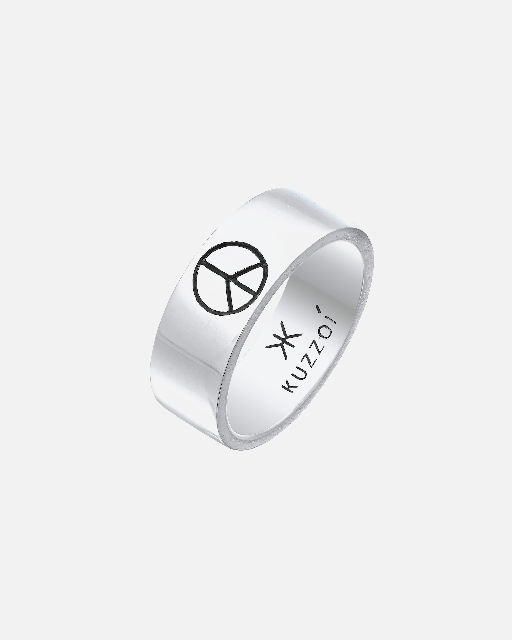 Bague pour Homme KUZZOI Herren Bandring Peace Oxidiert 925 Silber 66