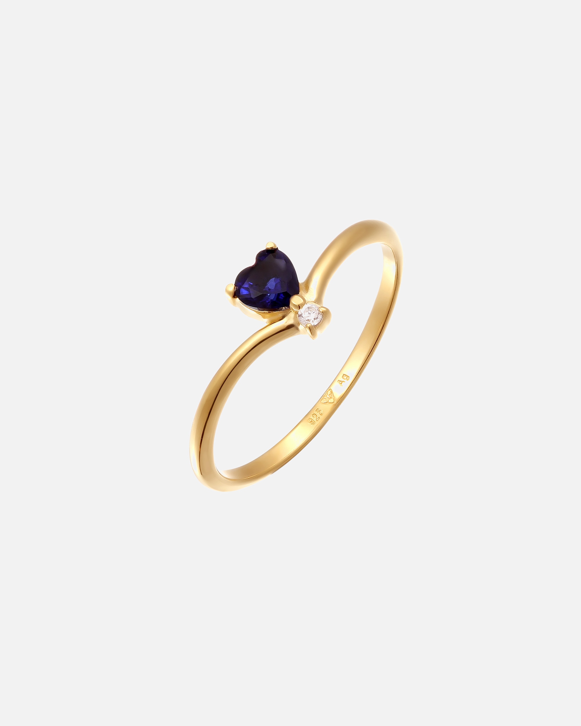 Bague pour Femme Elli DIAMONDS Coeur Saphir Lab Grown Diamond Blanc (0.008 ct) 925 argent sterling doré 52
