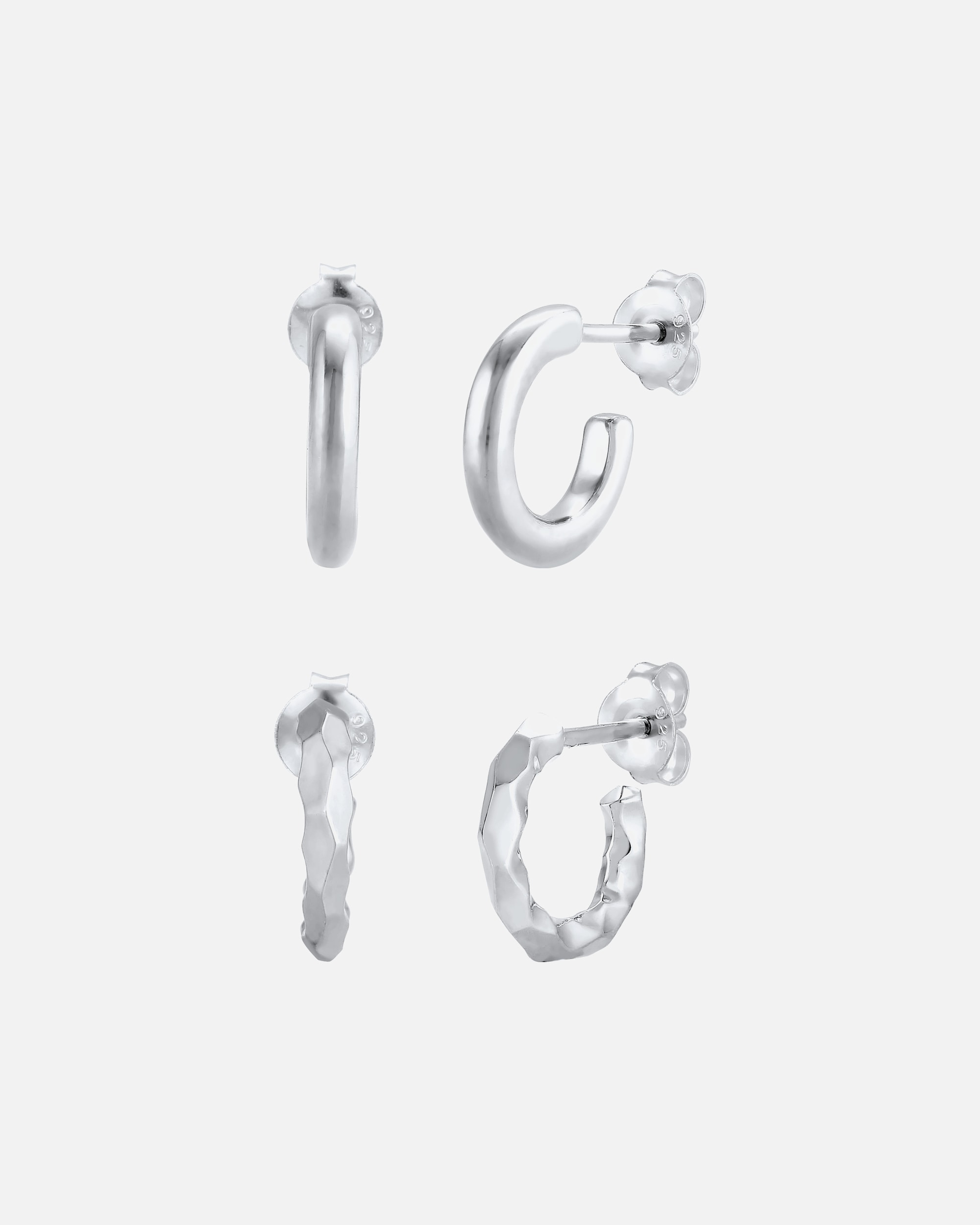 Boucles d'oreilles pour Femme Elli Set de 2 créoles Minimal Basic Trend Argent 925 silberfarben