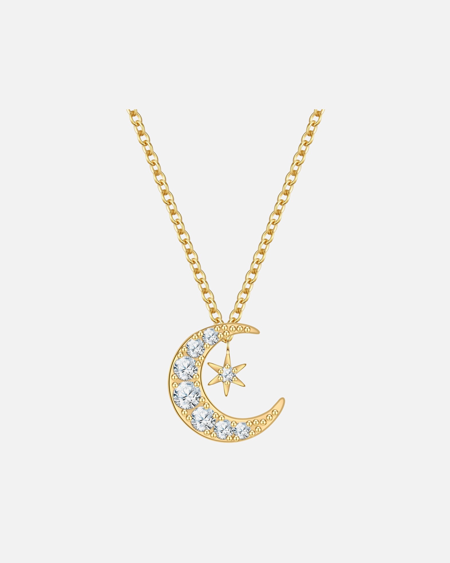 Collier pour Femme Rafaela Donata Chaîne Lune/étoile en Argent sterling en Or jaune Chaîne de base 42,0 + rallonge de 5,0 cm