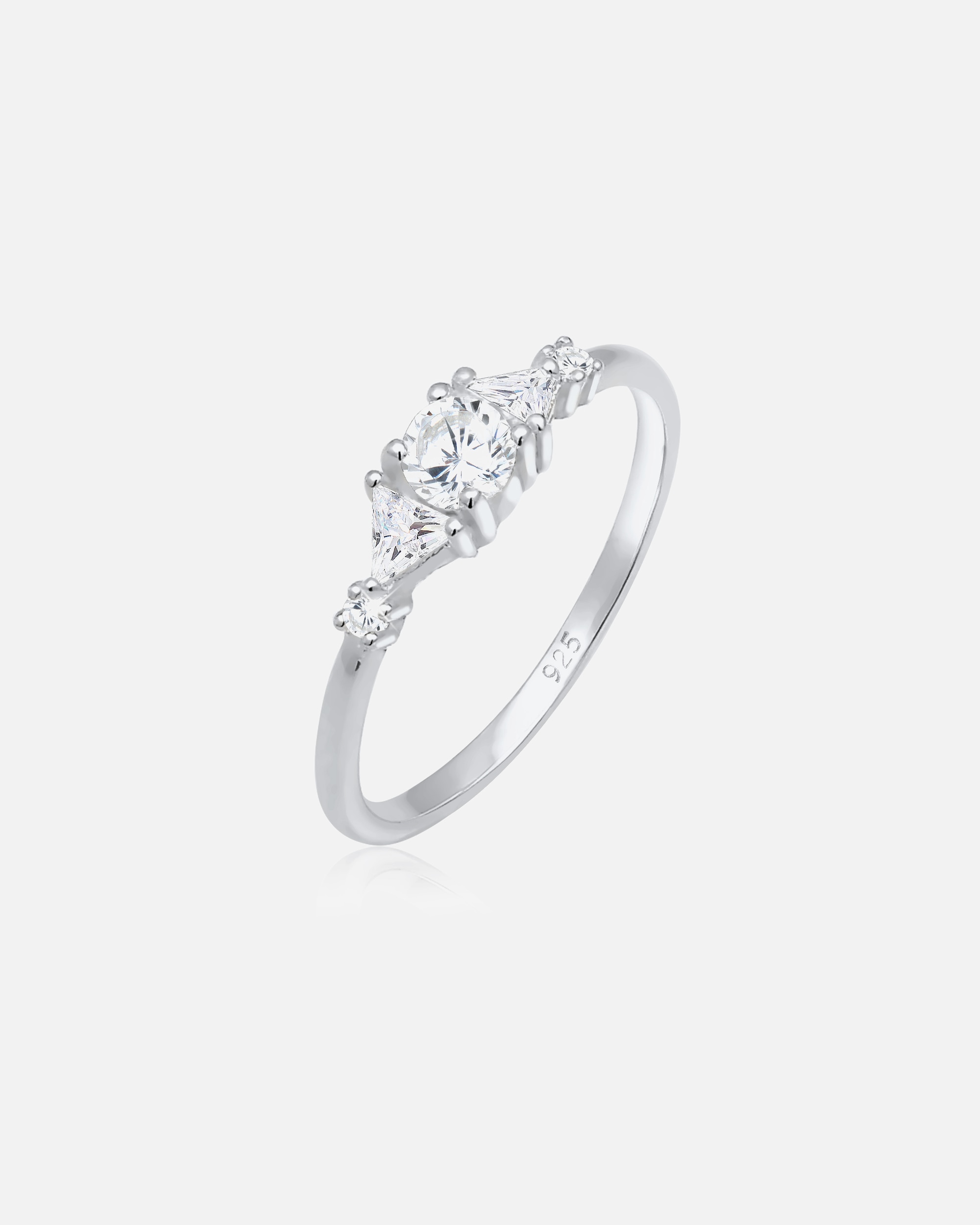 Bague pour Femme Elli PREMIUM Triangle Zirconium étincelant 925 Argent Plaqué Or 54