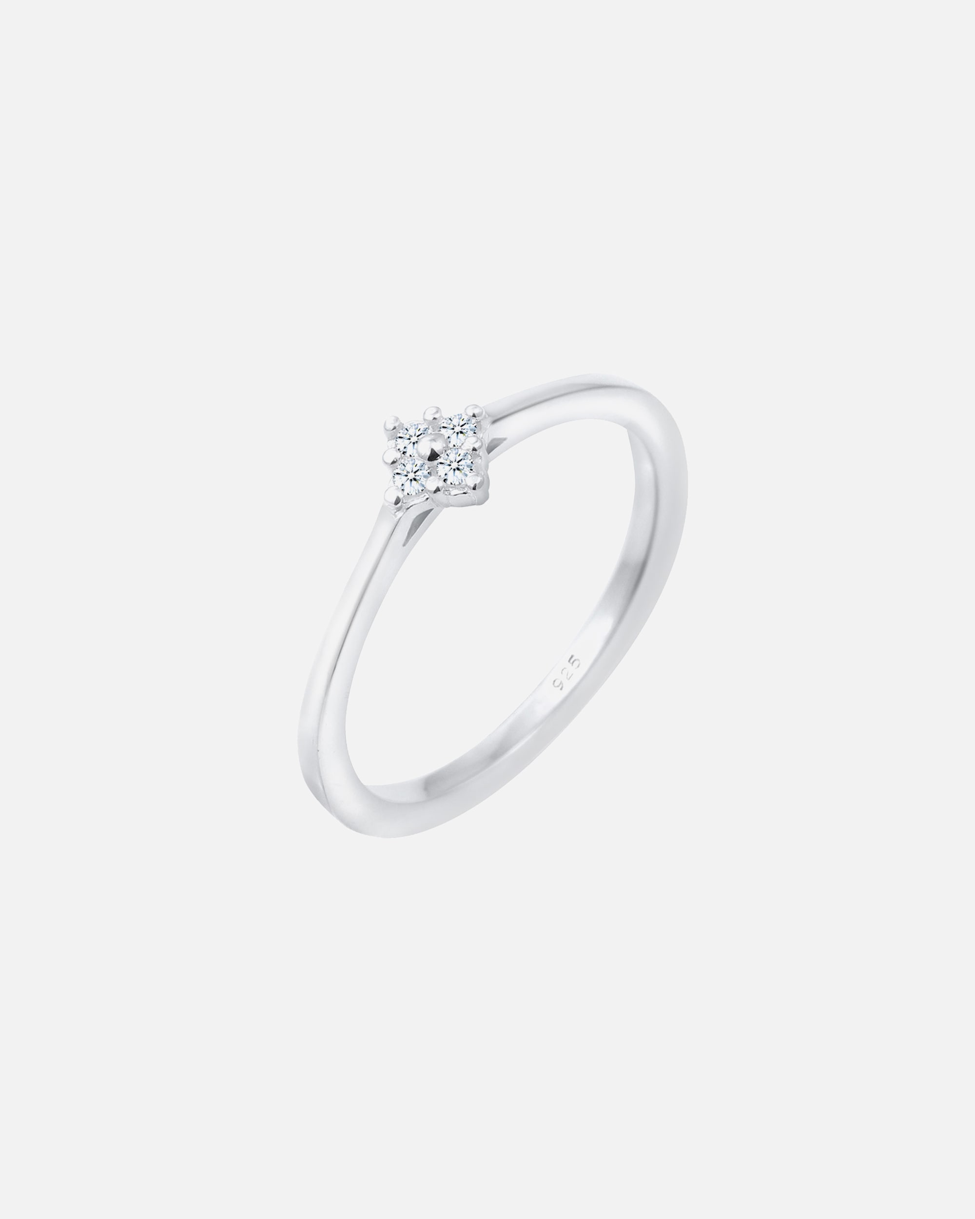 Bague pour Femme Fiançailles Classique Diamant 0.06 ct. Argent 925 58