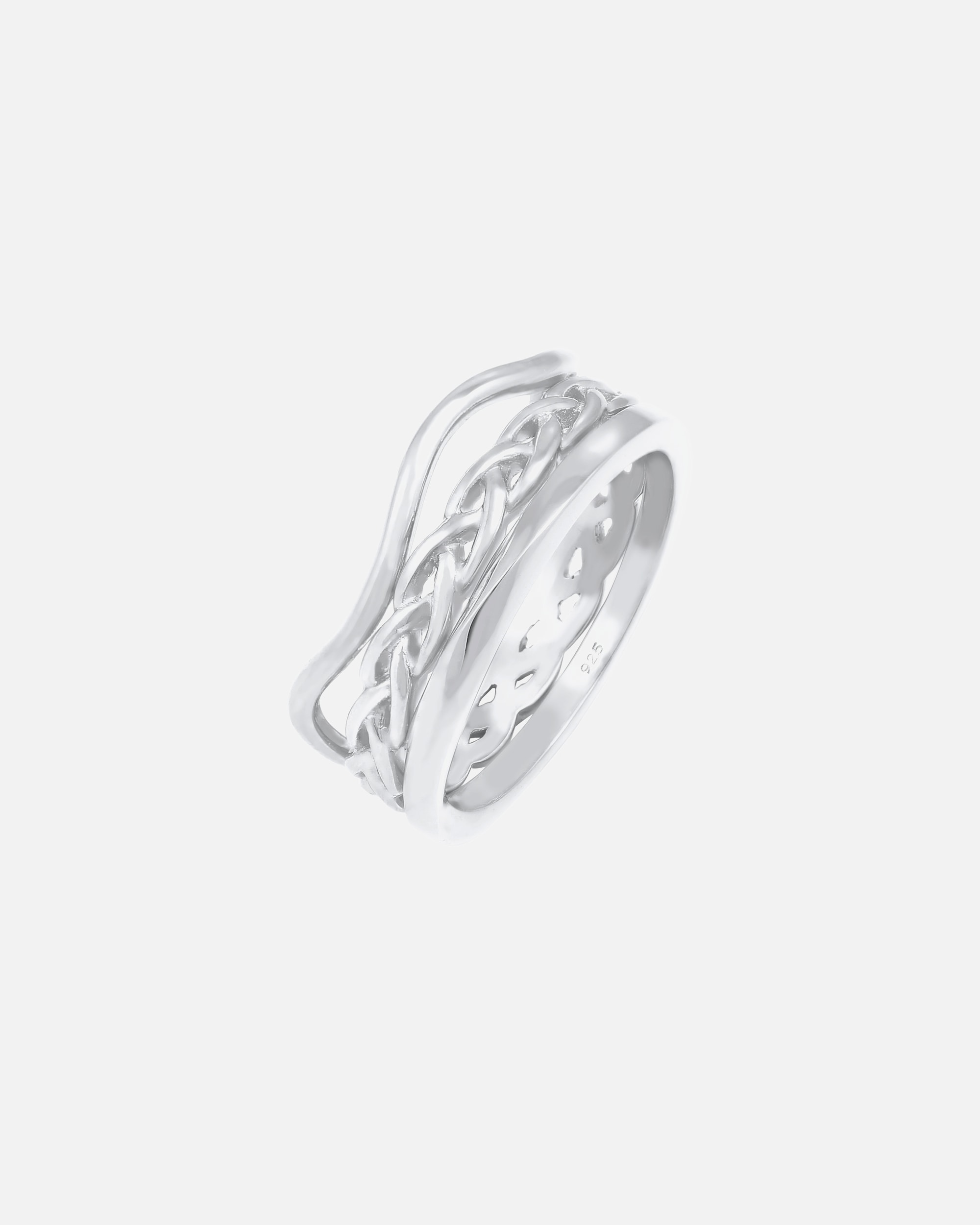Bague pour Femme Elli Ensemble Vague Tressé Minimale Bague Femme - (925/1000) Argent 52