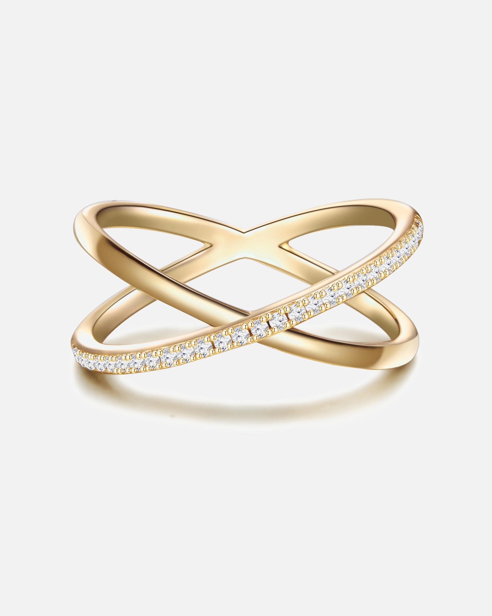 Bague pour Femme Glanzstücke München Bague en argent Argent sterling Oxyde de zirconium (CZ) en Or jaune 50