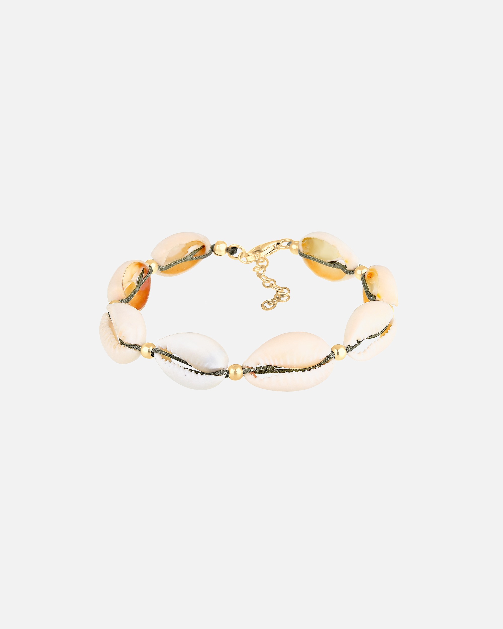 Bracelet pour Femme Elli Véritable Coquillage cauri Beach 925 Argent Plaqué Or 16