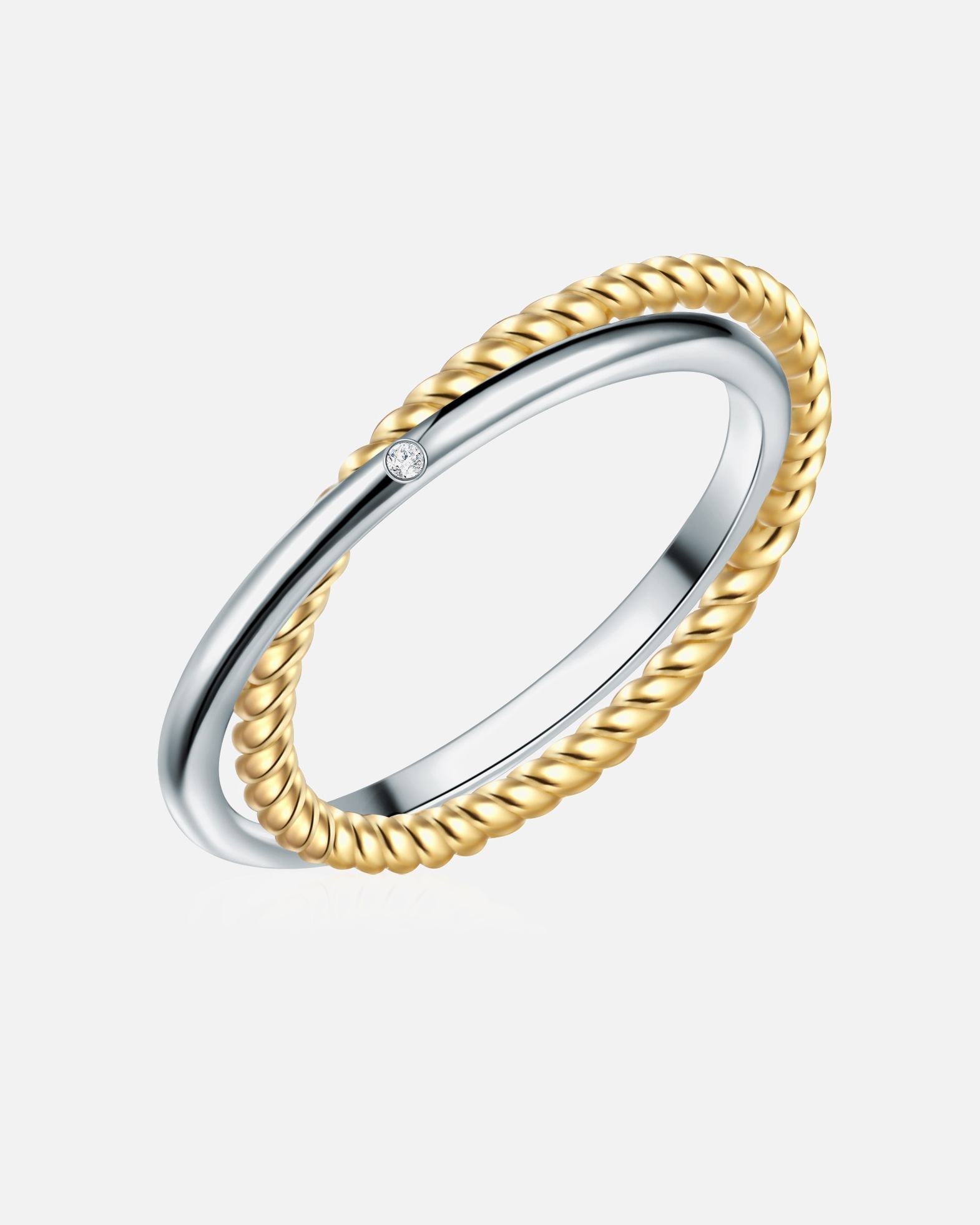 Bague pour Femme Lulu & Jane Bague Argent sterling Diamant en Argent/or jaune 56