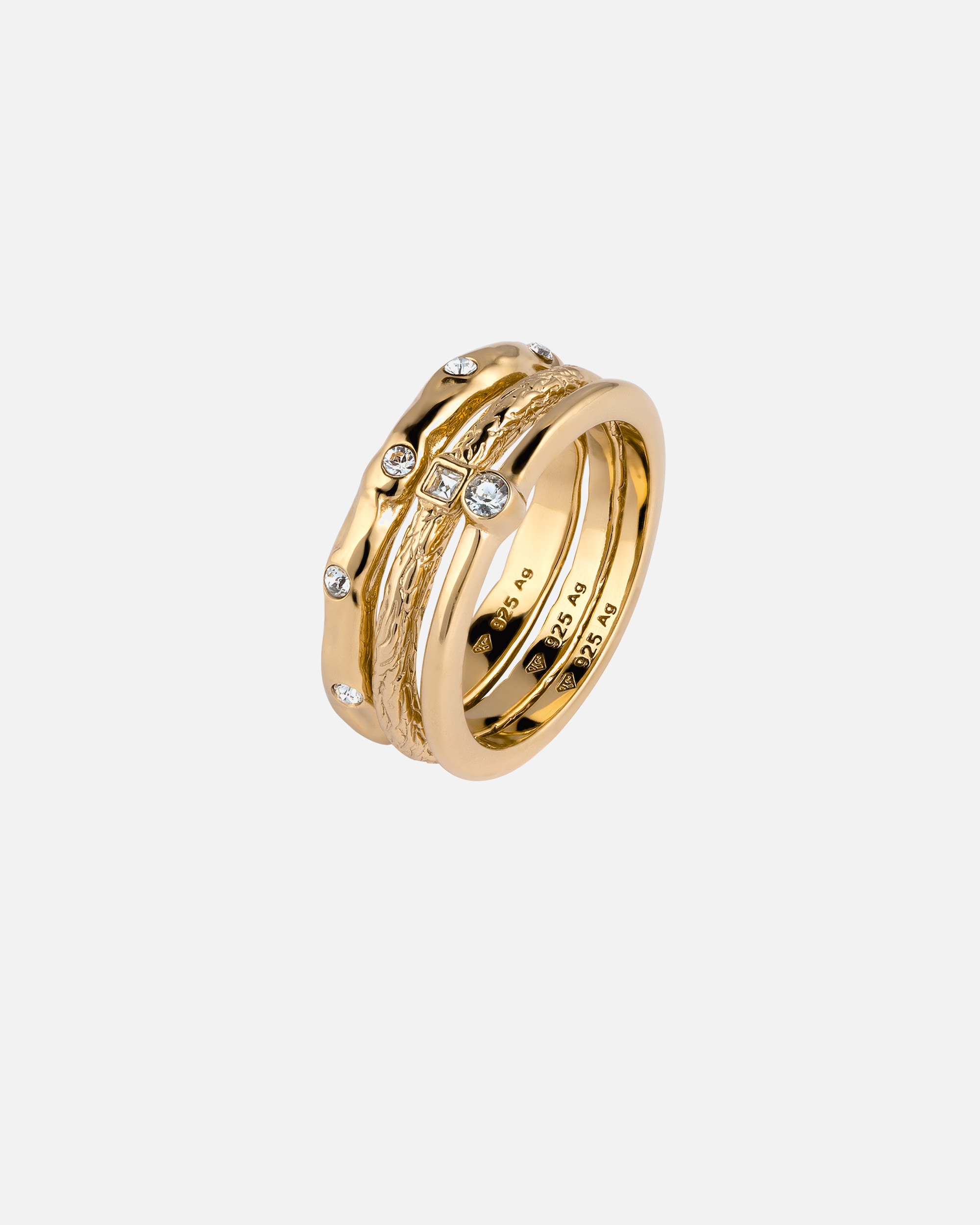 Bague pour Femme Elli Ensemble de Bagues Femmes Cristaux de Verre Taille Xirius Blanc Argent Sterling 925 58