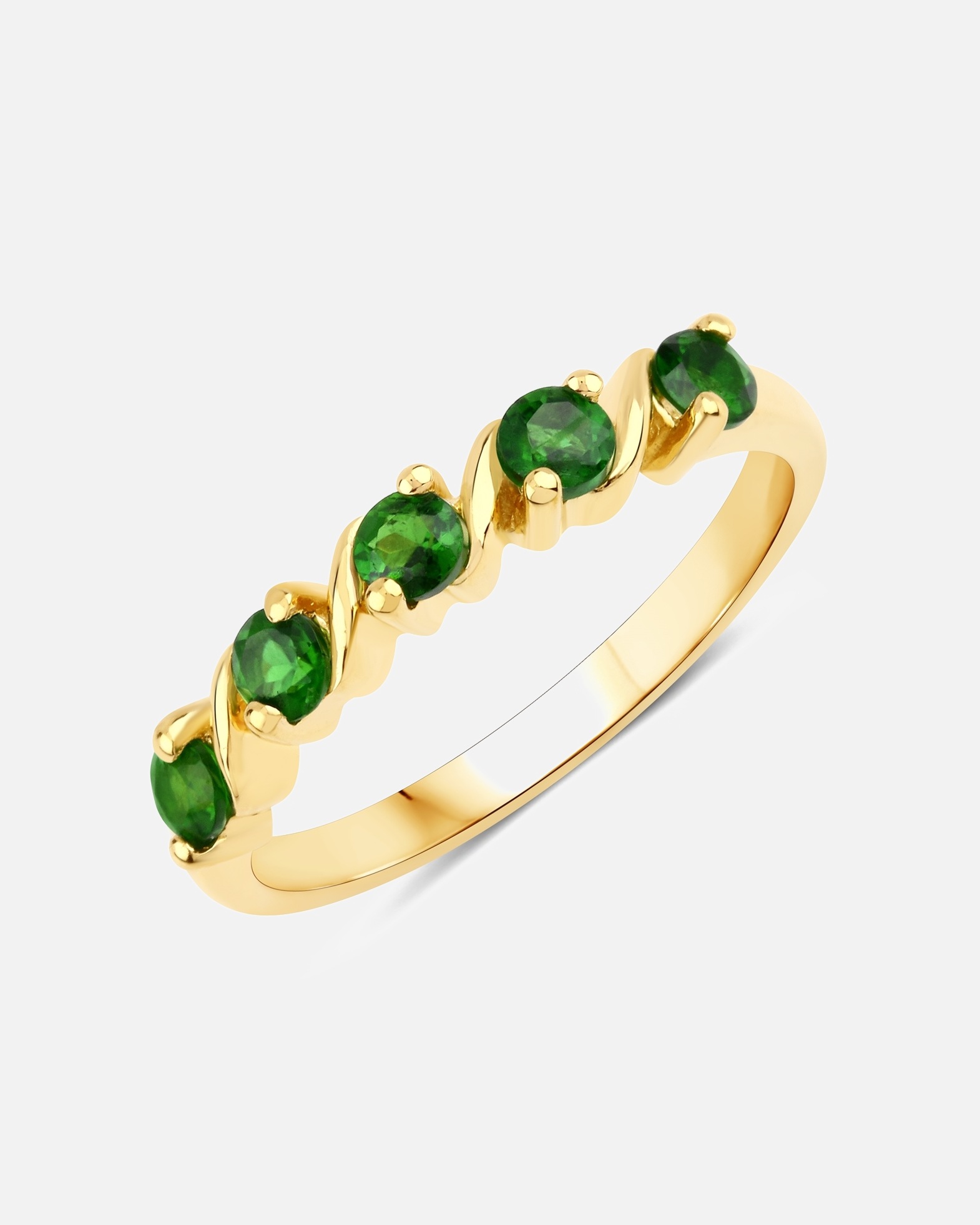 Bague pour Femme Rafaela Donata Bague Argent sterling Diopside de chrome en Or jaune 54